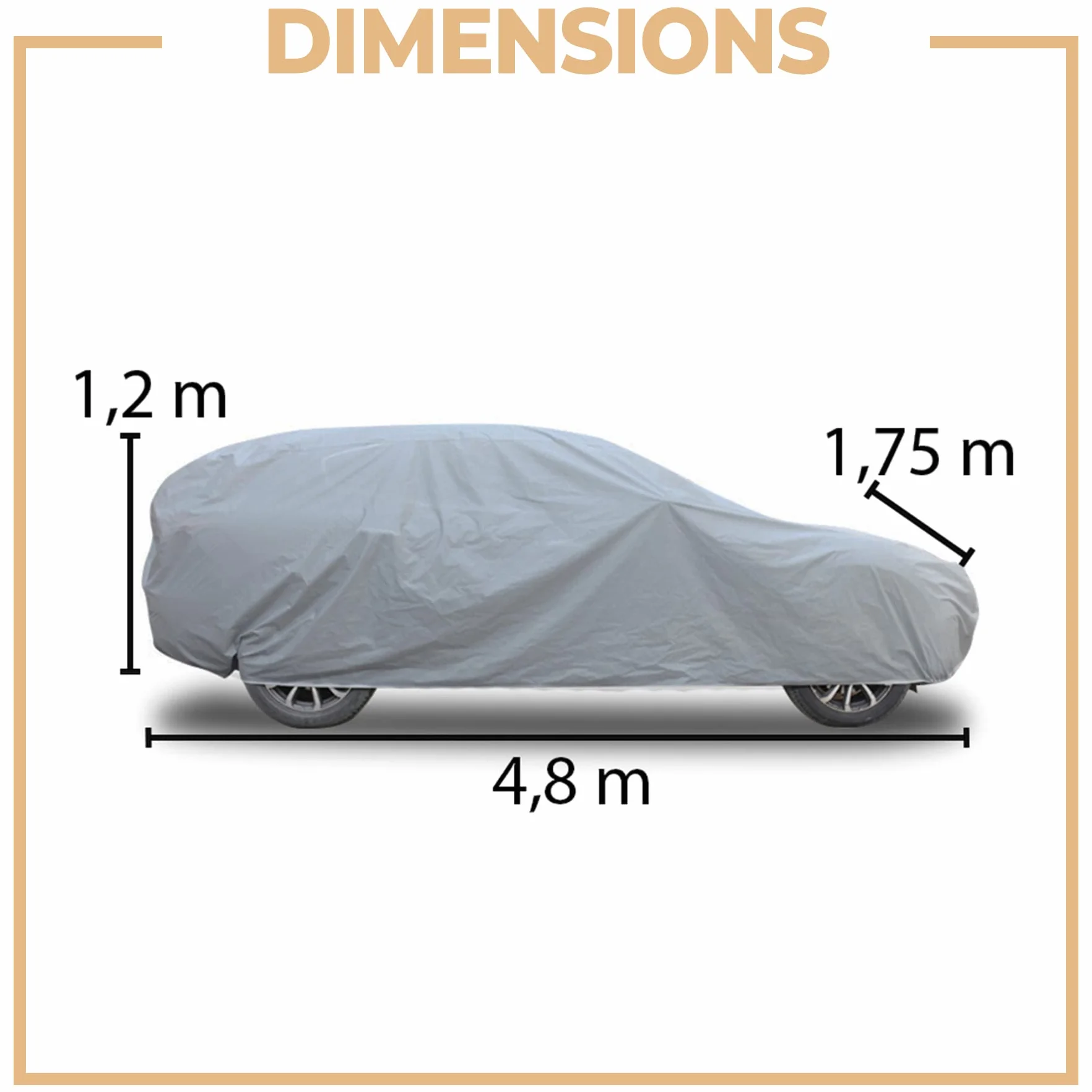 Retoo Plandeka samochodowa PEVA 480x175x120 cm wodoszczelna wiatroszczelna na auto 4,5-4,75m