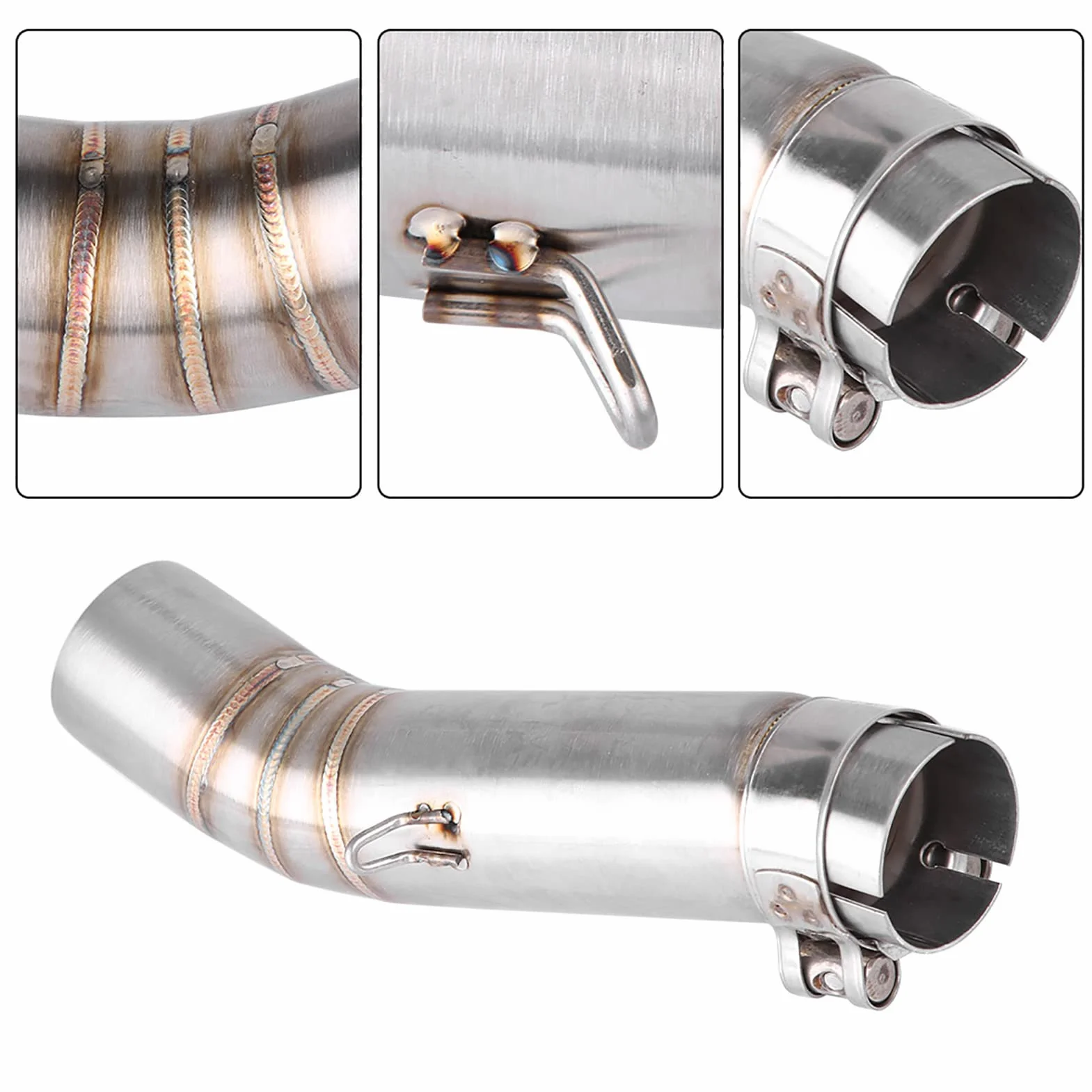 Jadeshay Rura wydechowa do motocykla, rura wydechowa 51 mm, średnia rura wydechowa ze stali nierdzewnej do CBR500R CB500X CBR500 CB500F (srebrna)