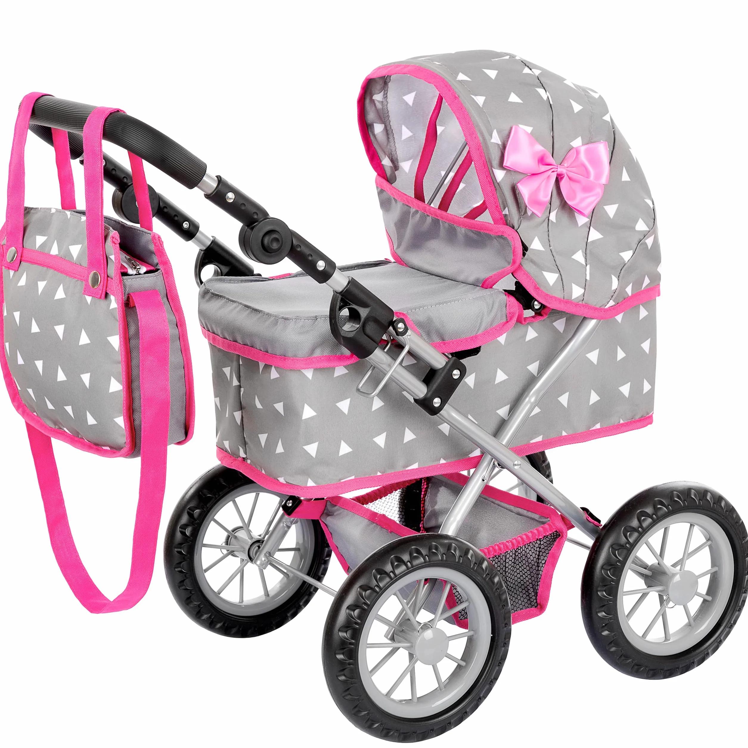 Kinderplay wózek z kokardą głęboki dla lalki KP0261S