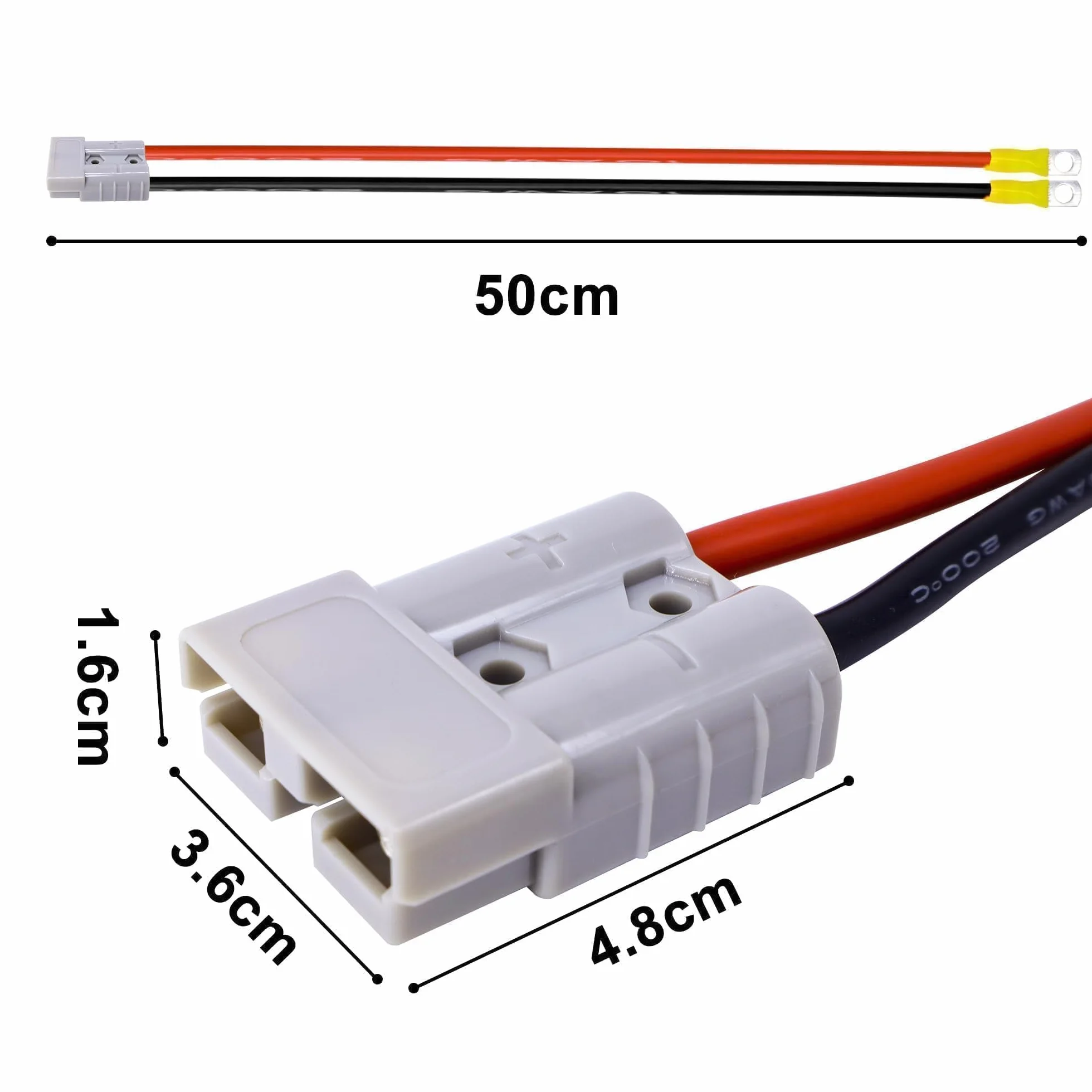 Anderson Złącze akumulatorowe 50 A 600 V O-Ring 10 AWG 50 cm do wózków widłowych