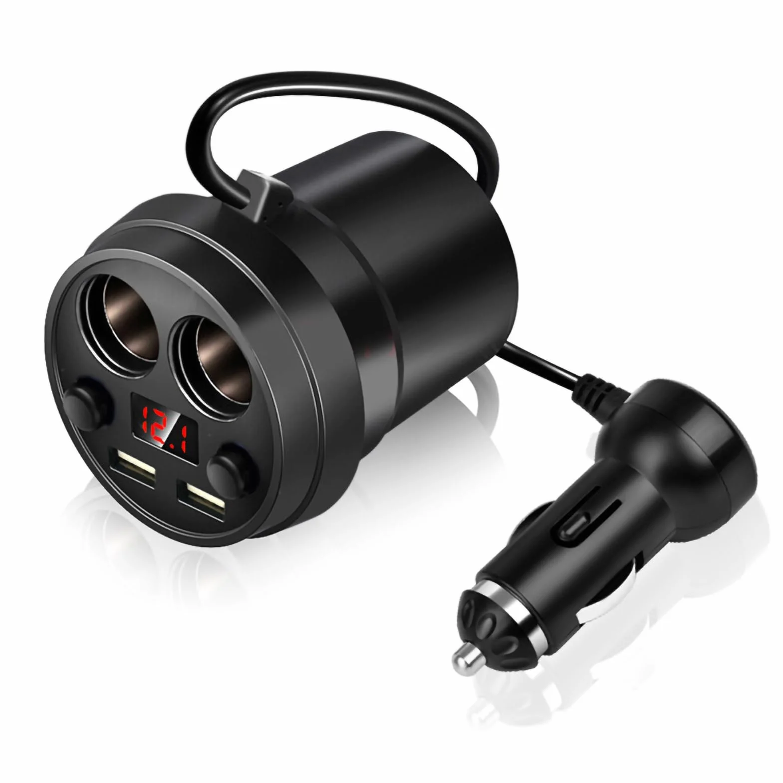 Yosoo Health Gear Rozdzielacz Zapalniczki Samochodowej, Podwójna ładowarka USB 12/24V Uchwyt na Kubek Zapalniczki Wielofunkcyjna Zapalniczka do Telefonu Tablet PC