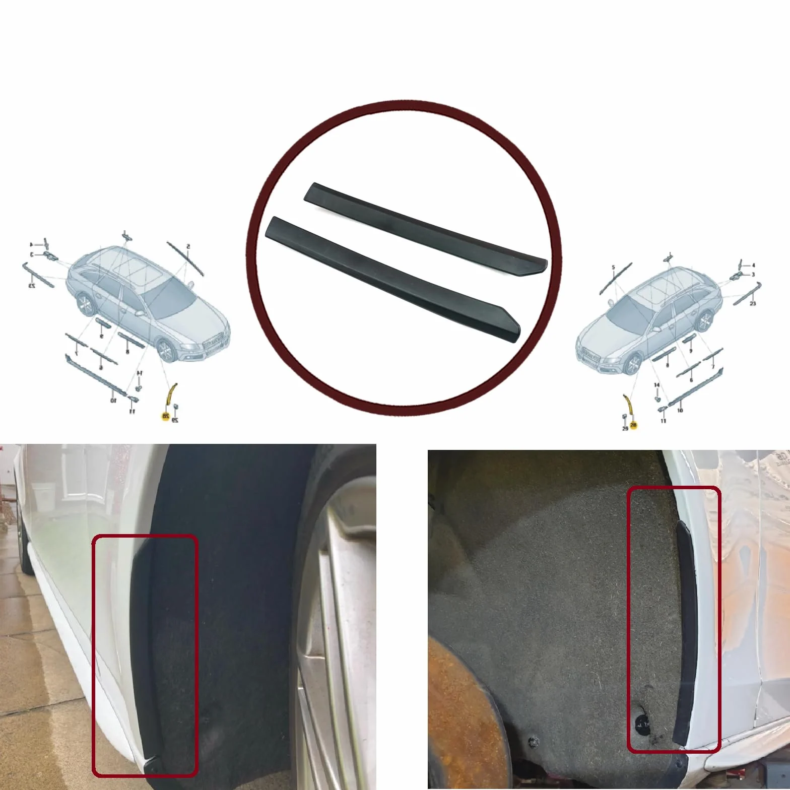 ESP1016 błotnik osłona przed kamieniem zestaw przedni 8K0853823-24 do Audi A4 MK4 8K5 B8
