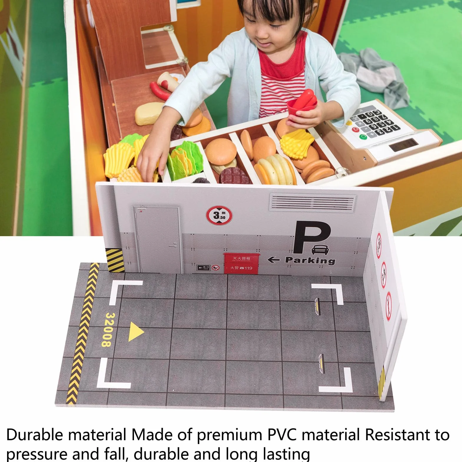 3 szt. Model Parkingu, Model Parkingu w Skali 1:32 Innowacyjna Symulacja PVC łatwy montaż Projekt do Kolekcji (Model parkingu)
