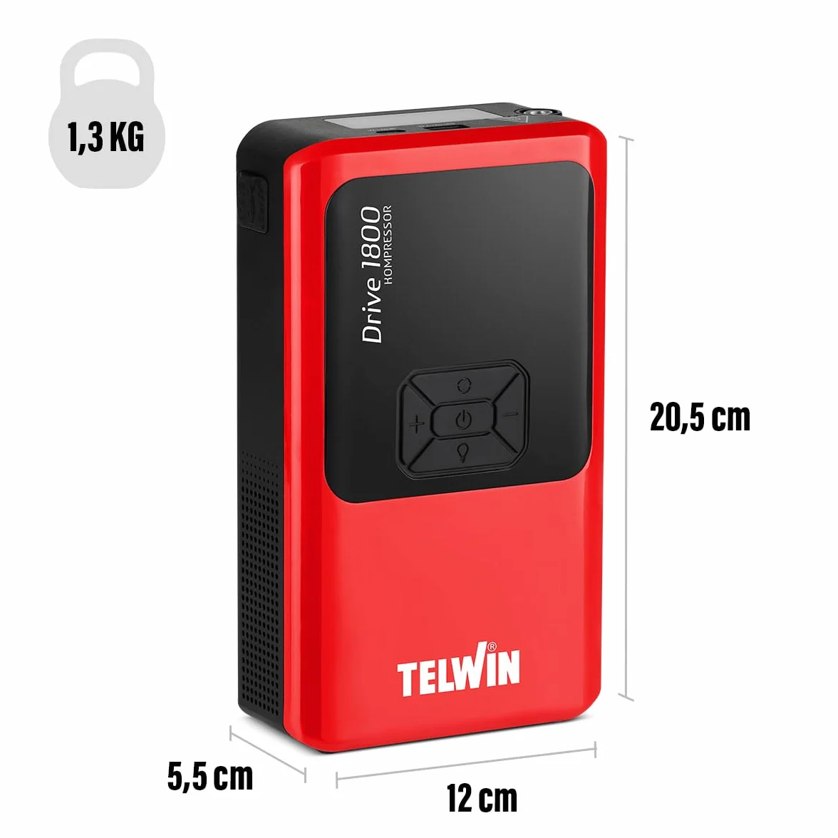 Telwin Napęd 1800 Kompressor 12V Przenośny Akumulator Awaryjny z Sprężarką Powerbank LED 1800A