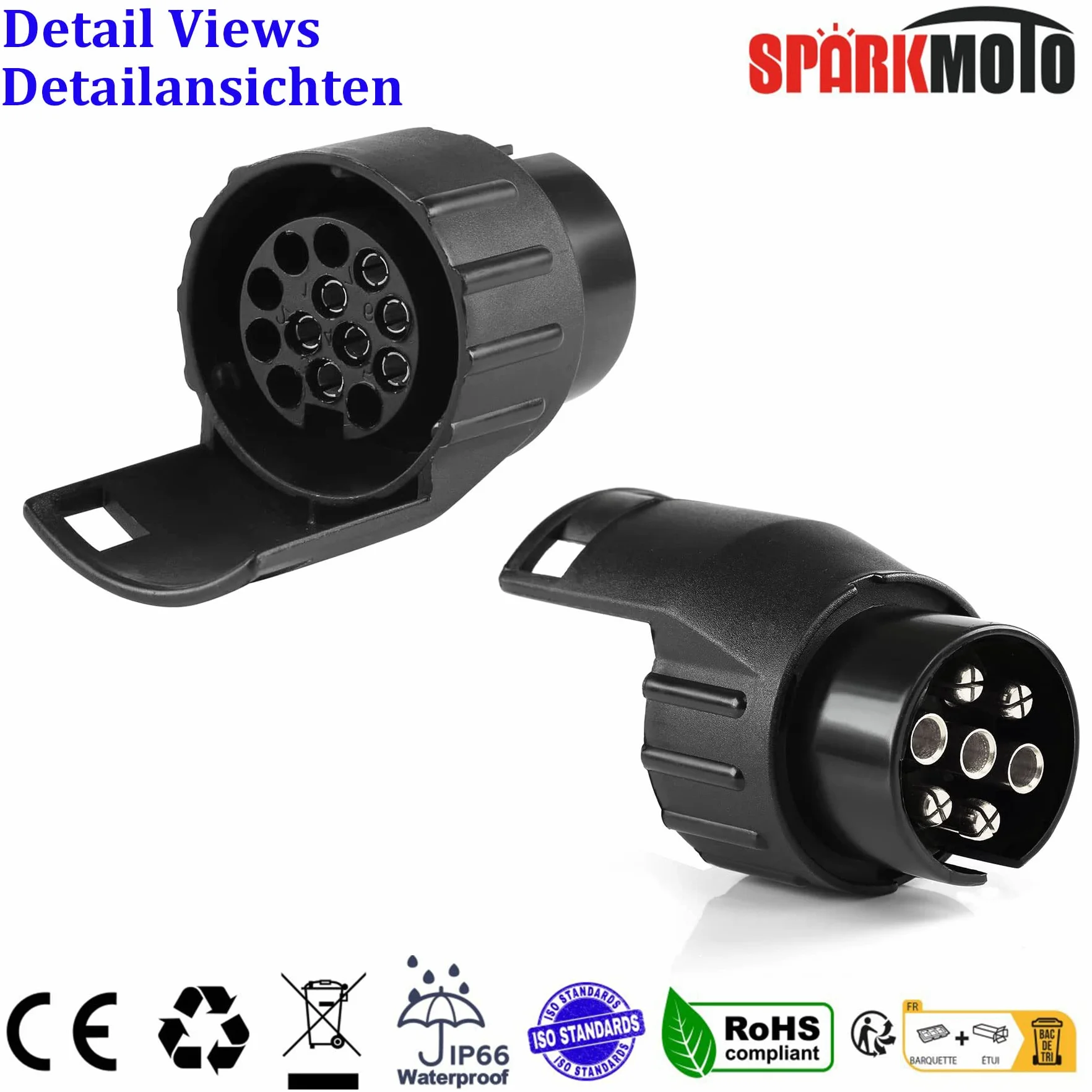 Adapter z wtyczką 7 do 13 pinów i 13-pinowy adapter z przyczepą 13 na 7 pinów, 7-biegunowe złącze zaczepu a 13 elementów do przyczepy kempingowej, uchwytu rowerowego (SK713A)