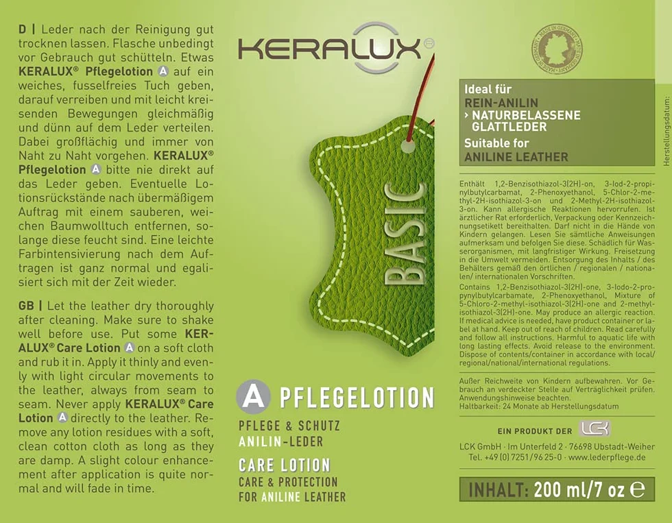 KERALUX zestaw do pielęgnacji skóry anilinowej 2 x 200 ml