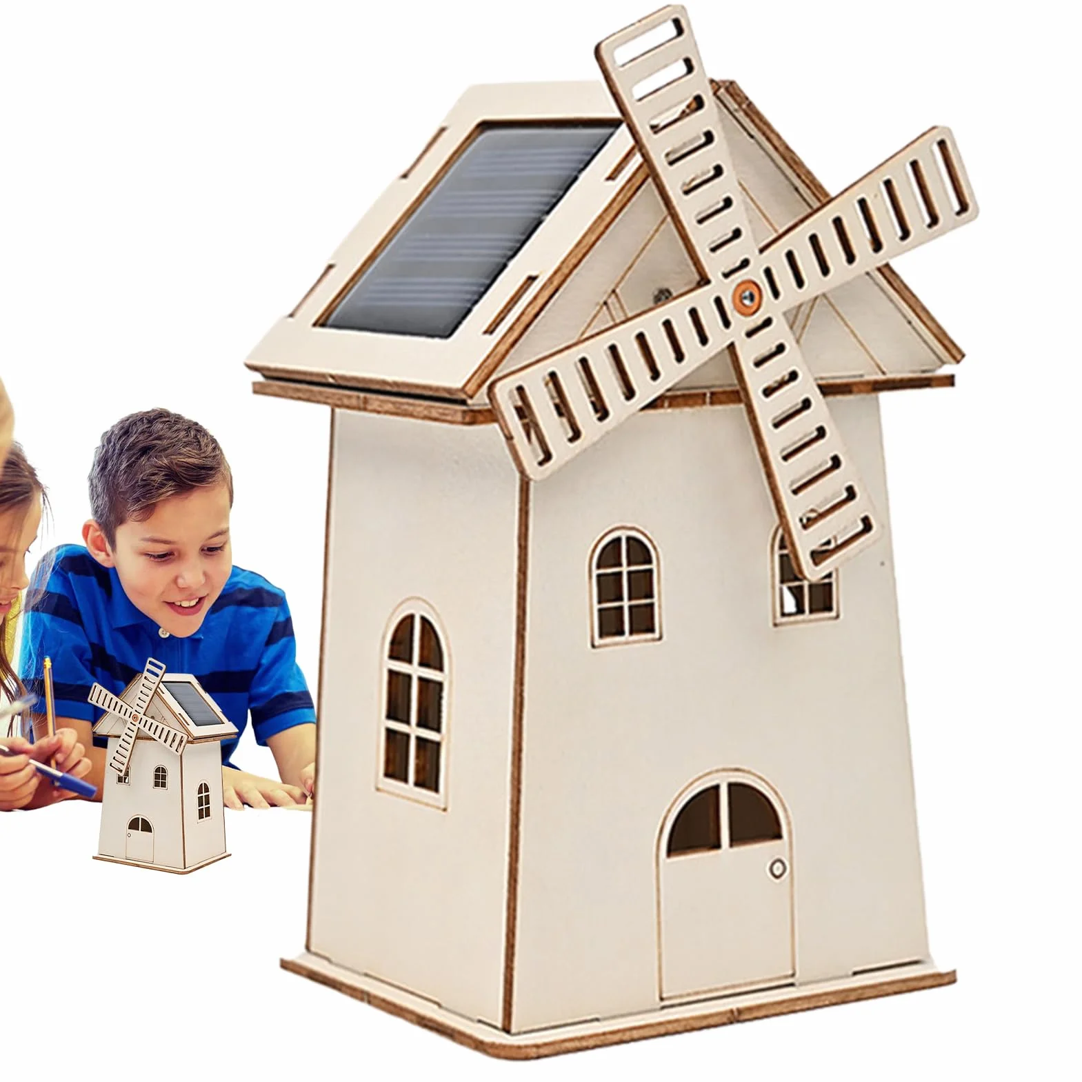 Mini wiatrak zasilany energią słoneczną, przyjazny dla środowiska zestaw modeli solarnych, zabawka edukacyjna, i interaktywne rzemiosło, dla dzieci i dorosłych (8,3 x 7 x 14 cm)