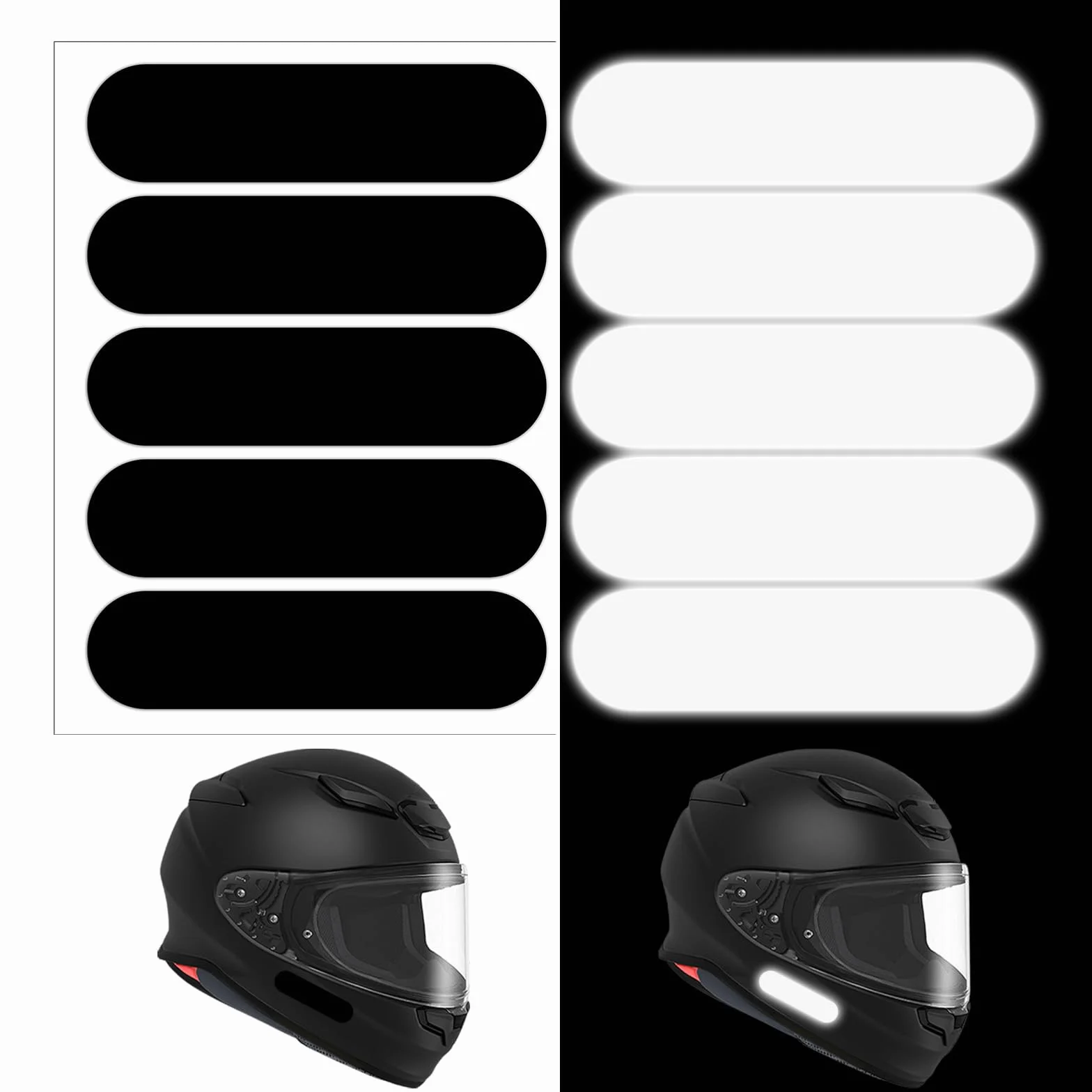 Naklejki odblaskowe na motocykl, czarne, taśma na kask, widoczność w nocy