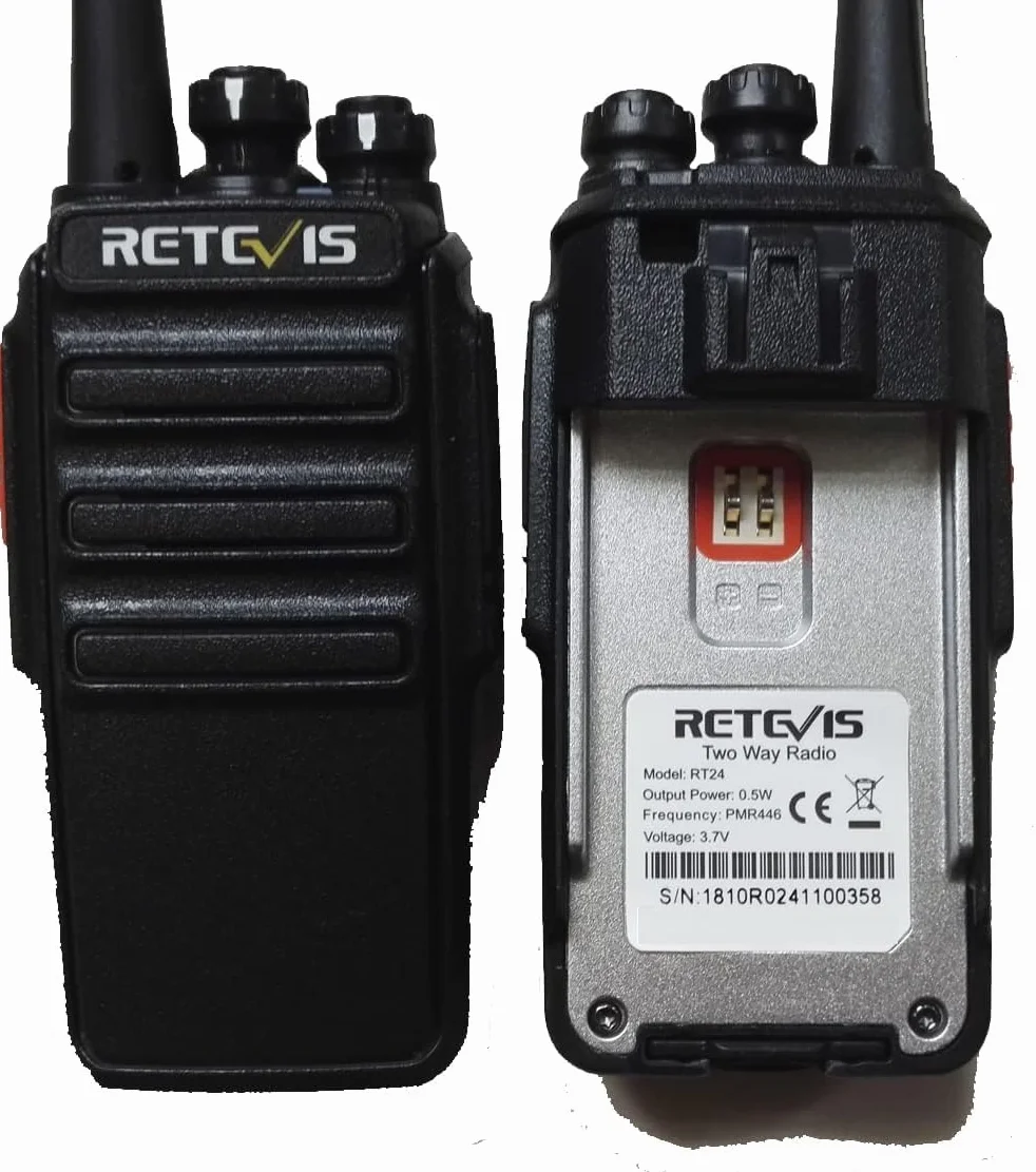 Retevis RT24 Radiotelefony i Krótkofalówki, PMR446 Bez Licencji 16 Kanałów CTCSS/DCS Walkie Talkie z podstawą ładującą USB, Radiotelefon dla Dorosłych Nadaje Się do Wędrówek, Kemping (Czarny, 2 Pary)