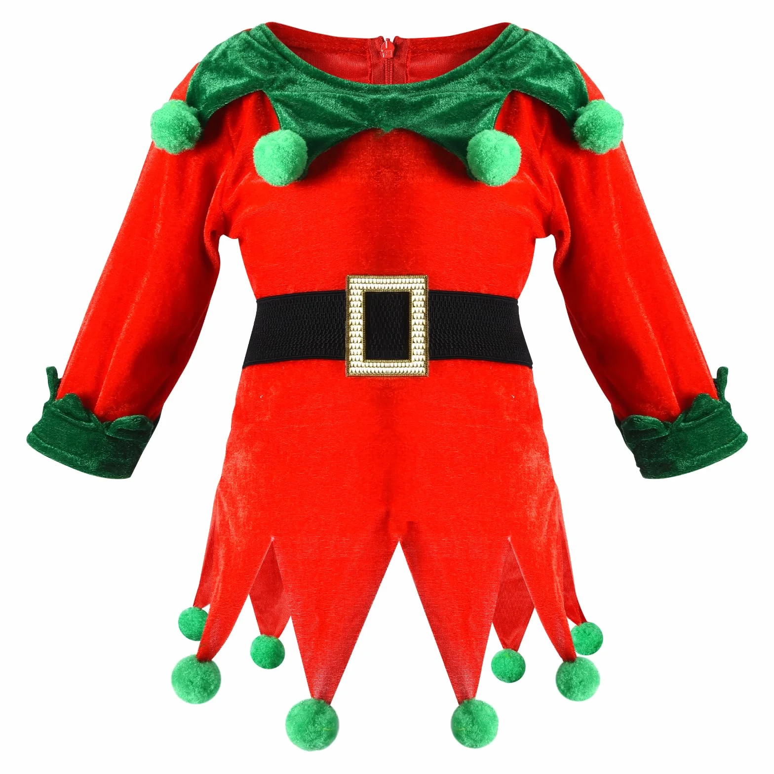 Proumhang 5 Pack Dziewczyny Kobiety Świąteczny Elf Kostium Zestaw,Dziecięcy świąteczny kostium elfów,Aksamitny kostium Pomocnika Mikołaja,Świąteczny strój z elfskim kapeluszem Buty Pasek Pończochy