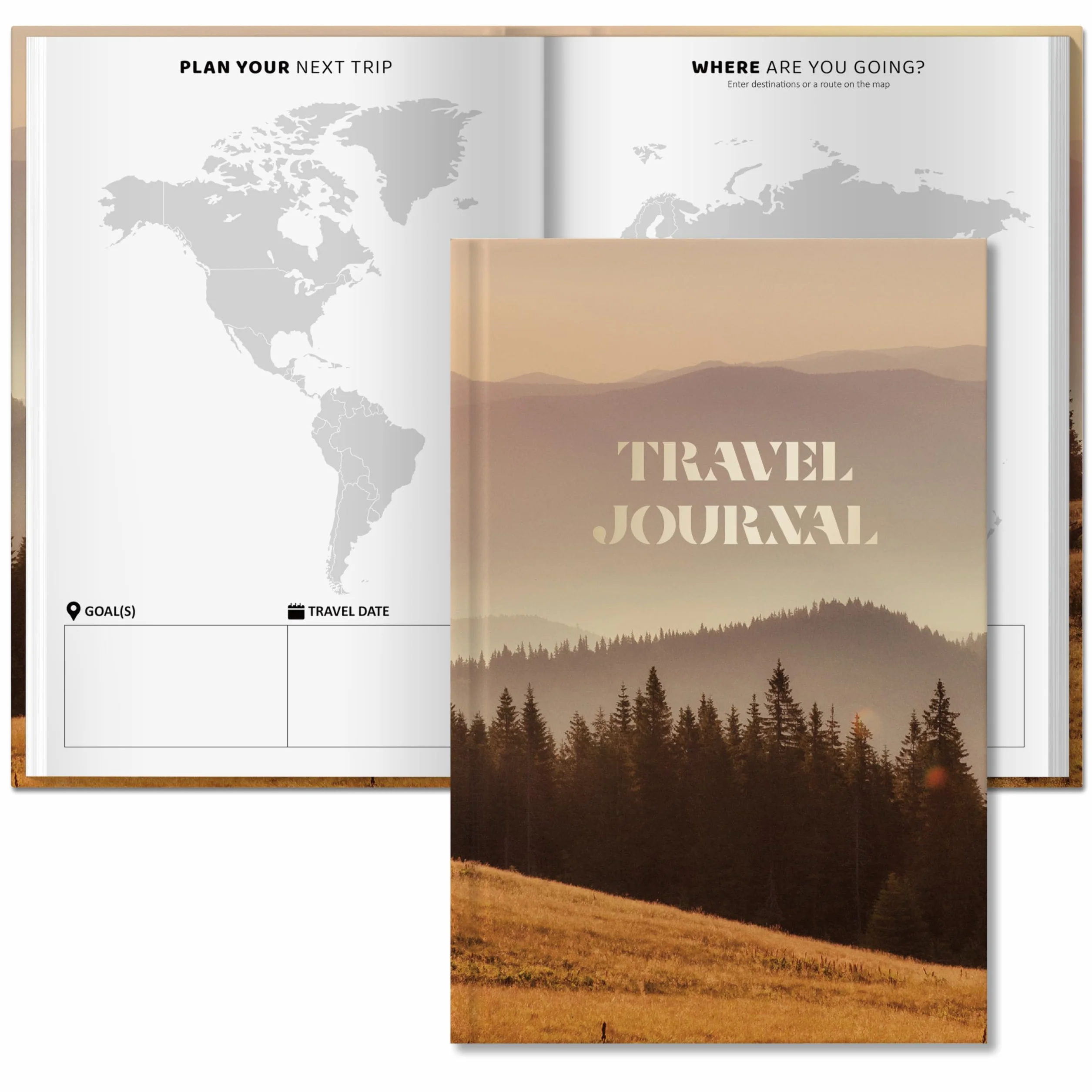 BIROYAL Dziennik podróżny do wypełnienia na 6 podróży – 156 stron A5 Travel Journal na wspomnienia do pisania – dziennik na wiele podróży – idealny prezent podróżny dla podróżujących po świecie
