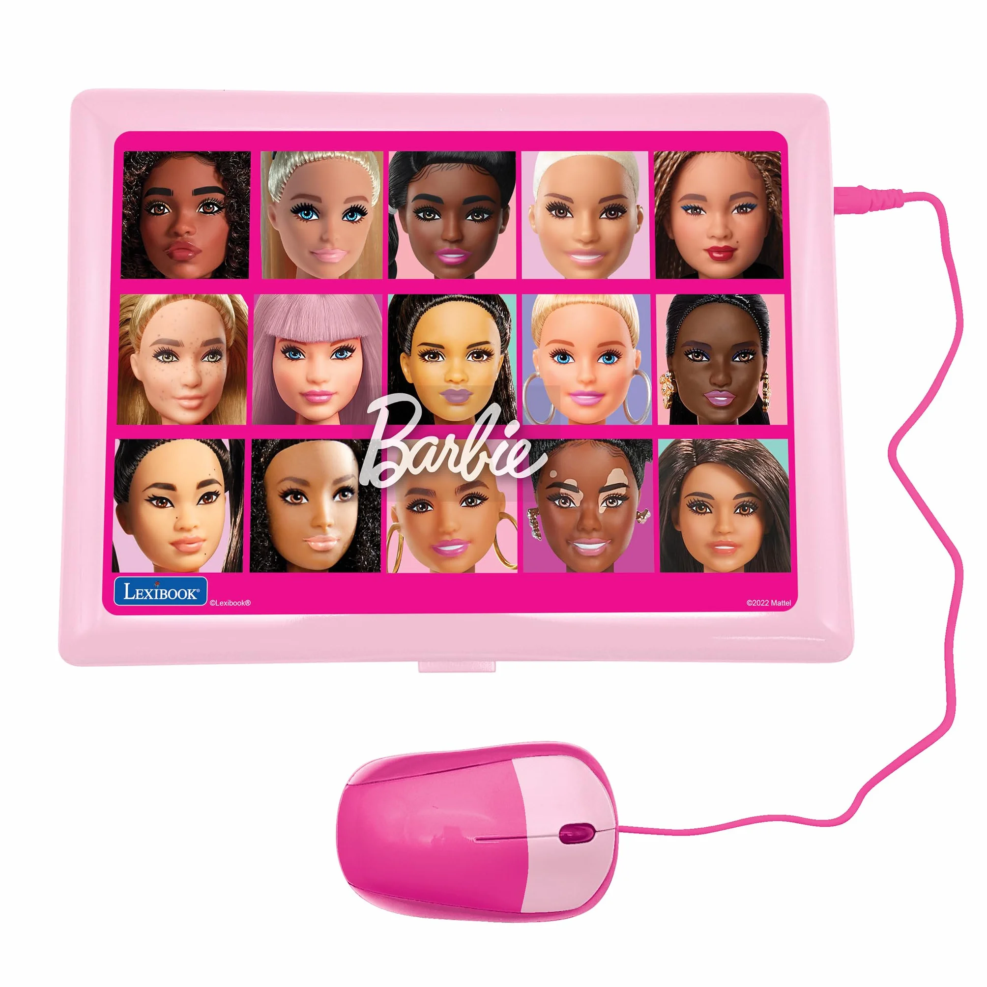 Lexibook, Barbie, dwujęzyczny i edukacyjny laptop hiszpański/angielski, zabawka dla dzieci, 170 zajęć do nauki, gry i muzyki, duży ekran, różowy, JC599BBi2