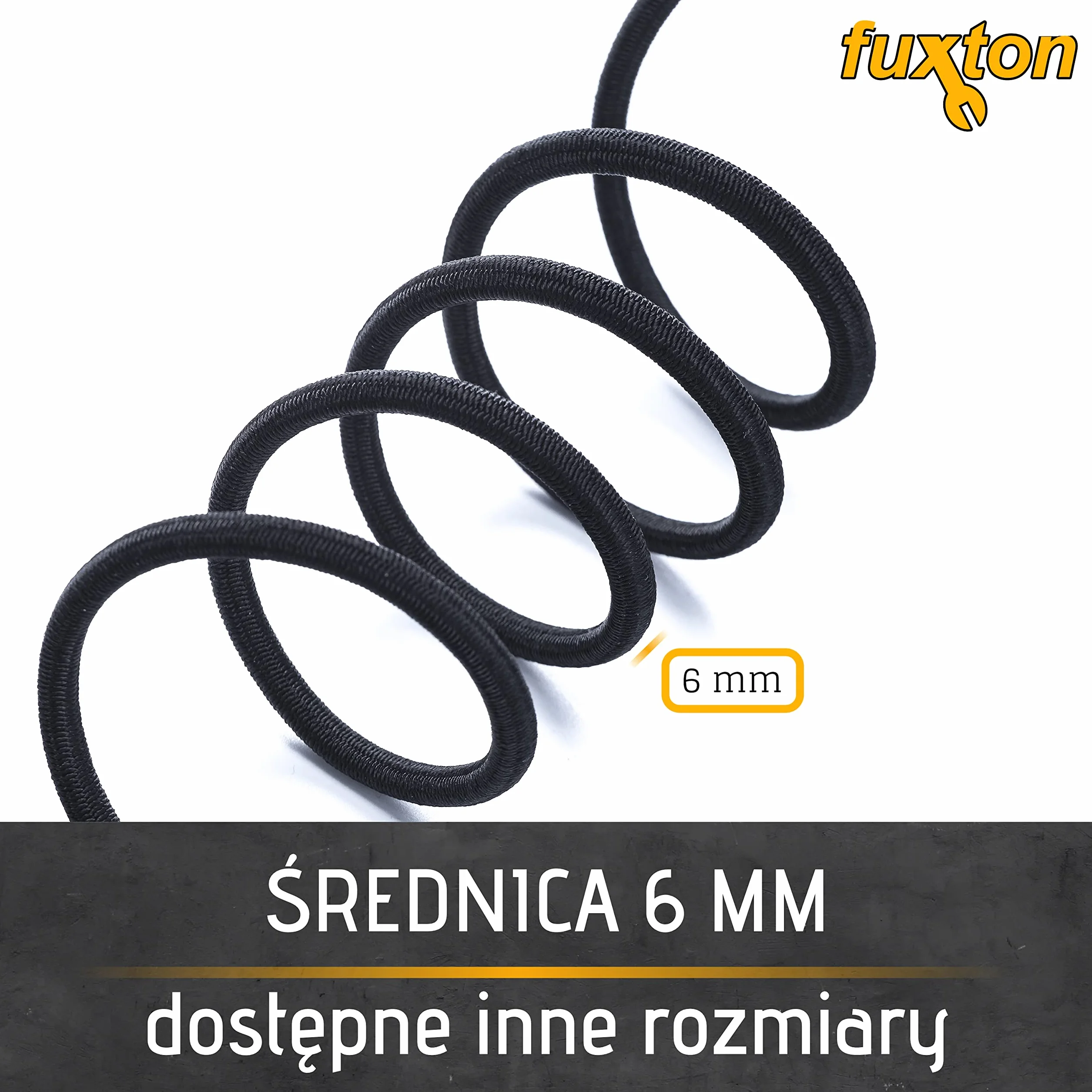 Fuxton Linka gumowa 6 mm x 10 m, bungee cord marine, czarna