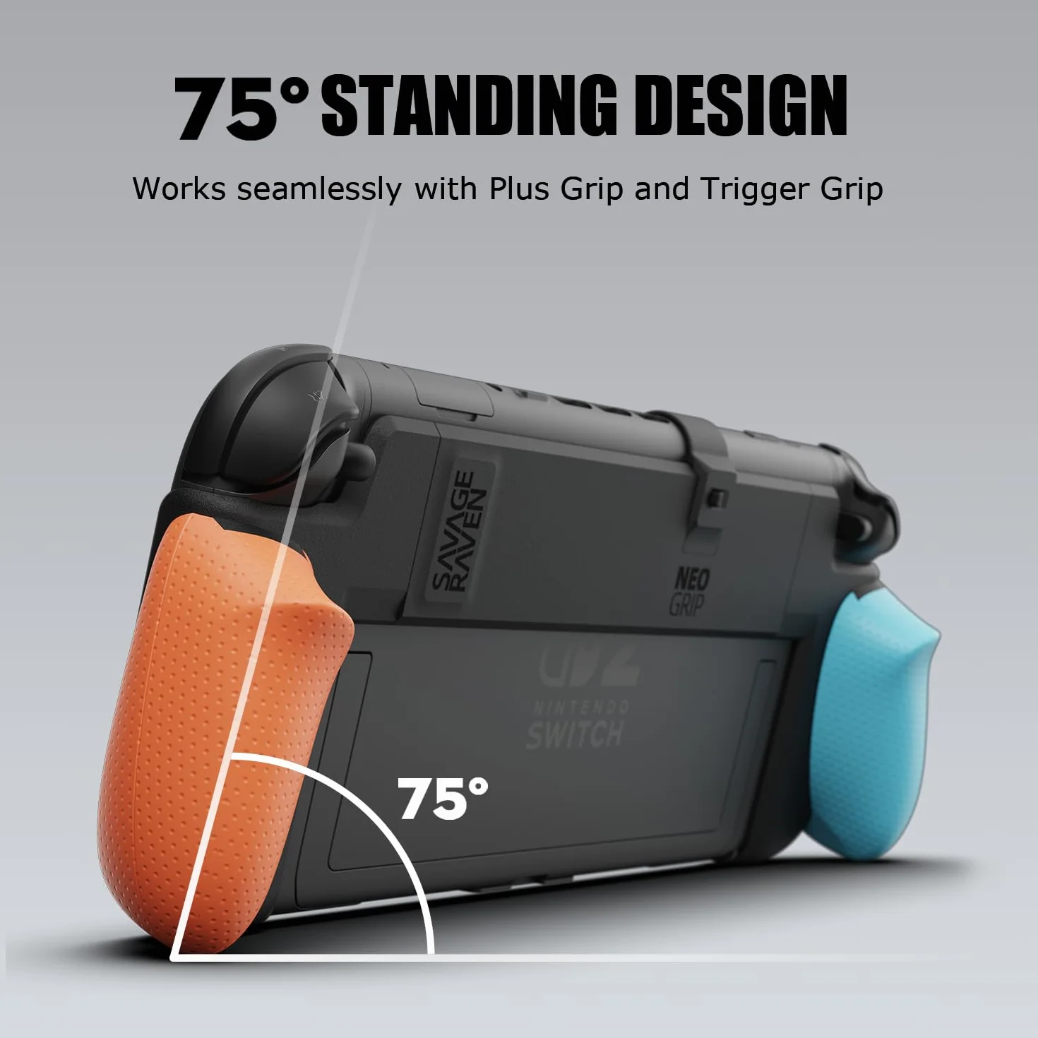 Savage Raven by Skull & Co. NeoGrip do Nintendo Switch 2: Ergonomiczna twarda obudowa z wymiennymi uchwytami [pasuje do wszystkich rozmiarów dłoni] [bez etui do noszenia] - jasnofioletowe + jasnozielone