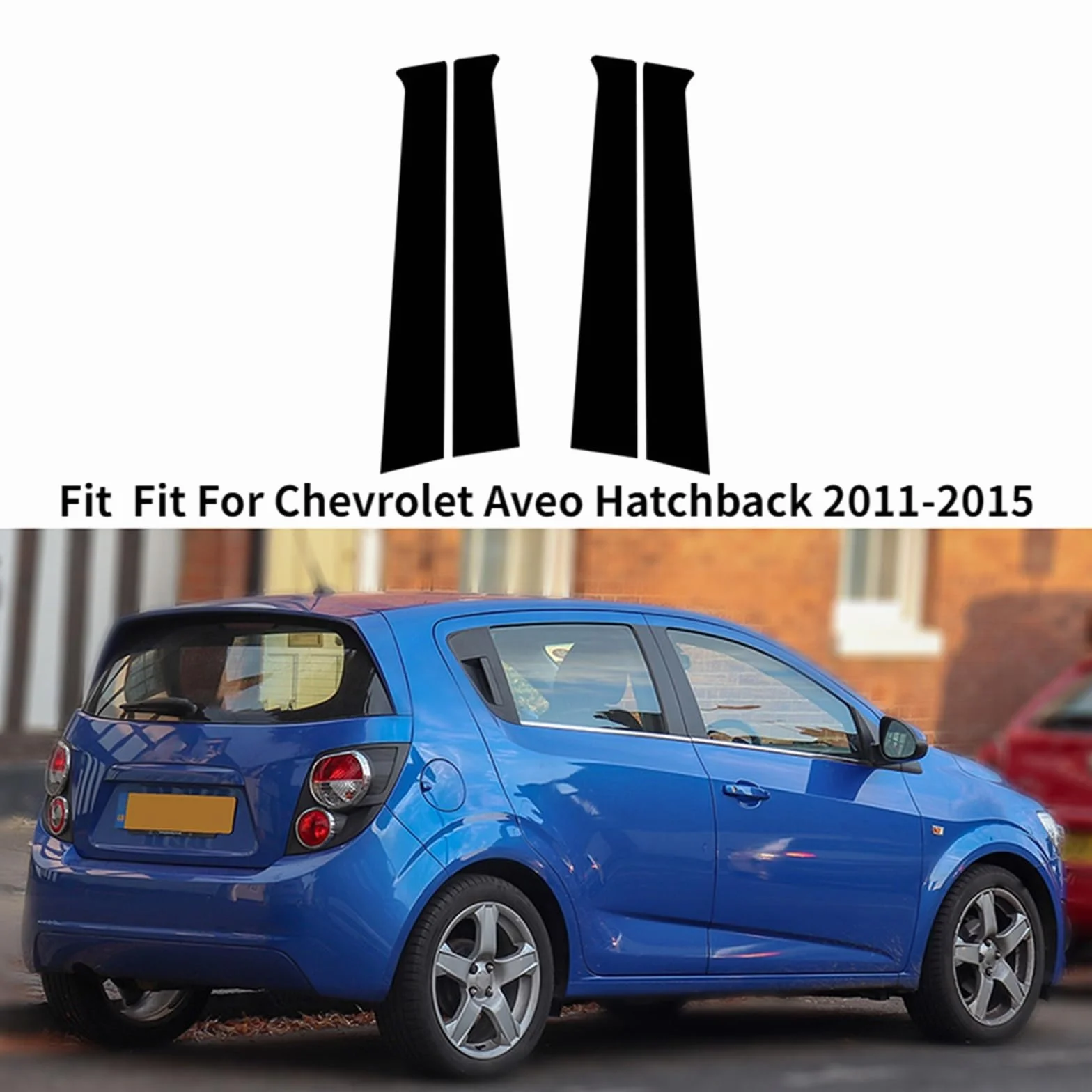 MOTOHIRO Glossy Black Pillar Posts Window Door Trims Sticker Cover Kits Auto Styling Fit For Chevrolet Aveo Hatchback Sedan 2011-2015 naklejki na słupki B samochodu (Size : Hatchback)