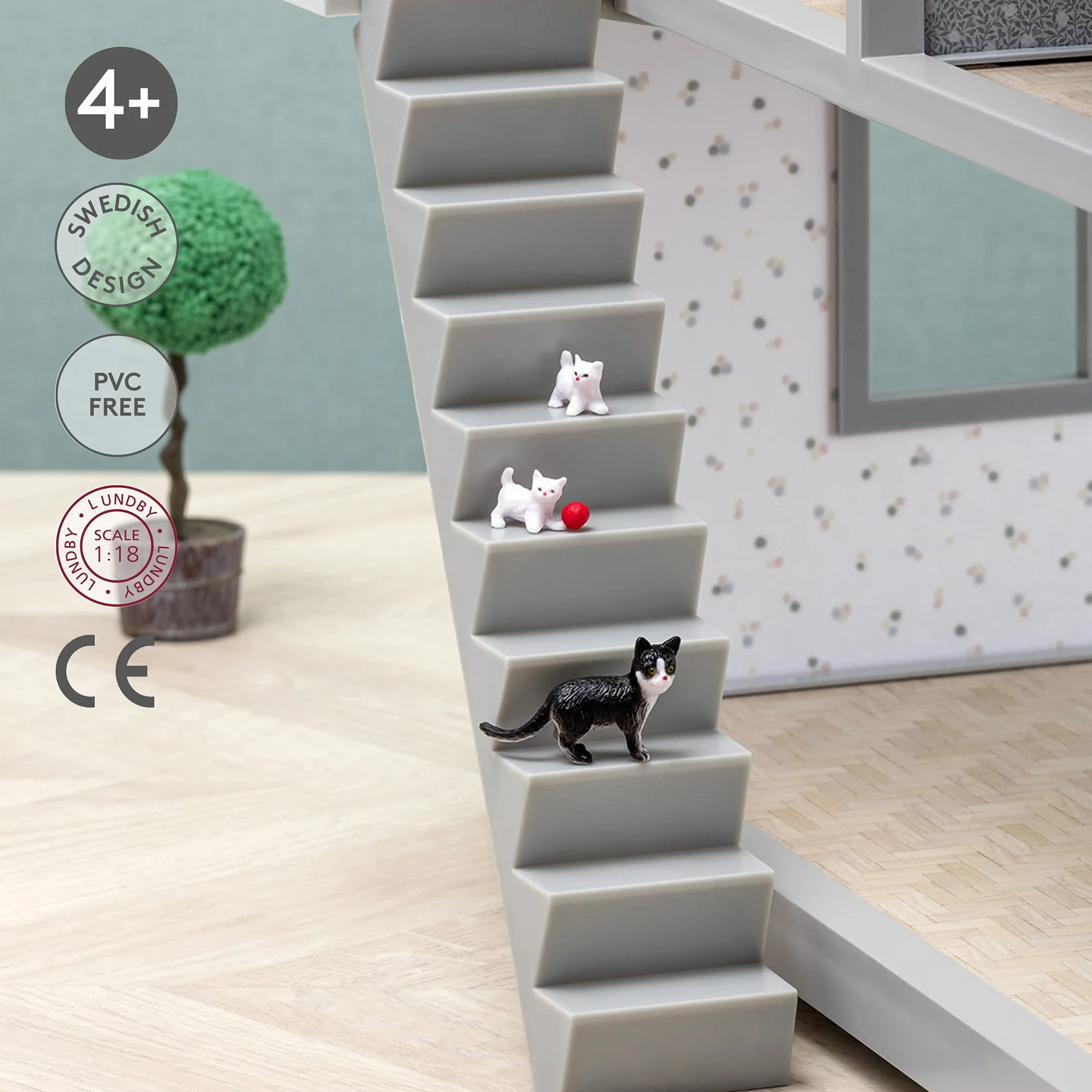 Lundby Akcesoria do domku dla lalek – schody do domku dla lalek – 20,5 cm, schody, dla mini lalek 11 cm, wiek 3+, skala 1:18