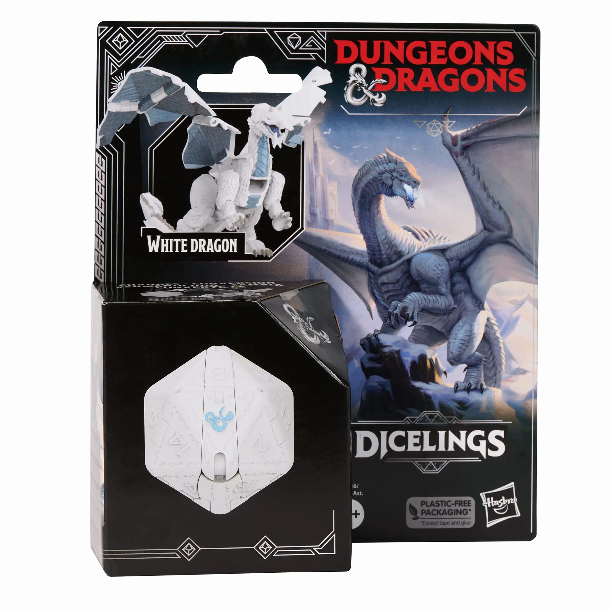 Dungeons & Dragons Dicelings biały smok kolekcjonerska D&D potwór kości transformujące gigantyczne d20 figurki do odgrywania ról kości