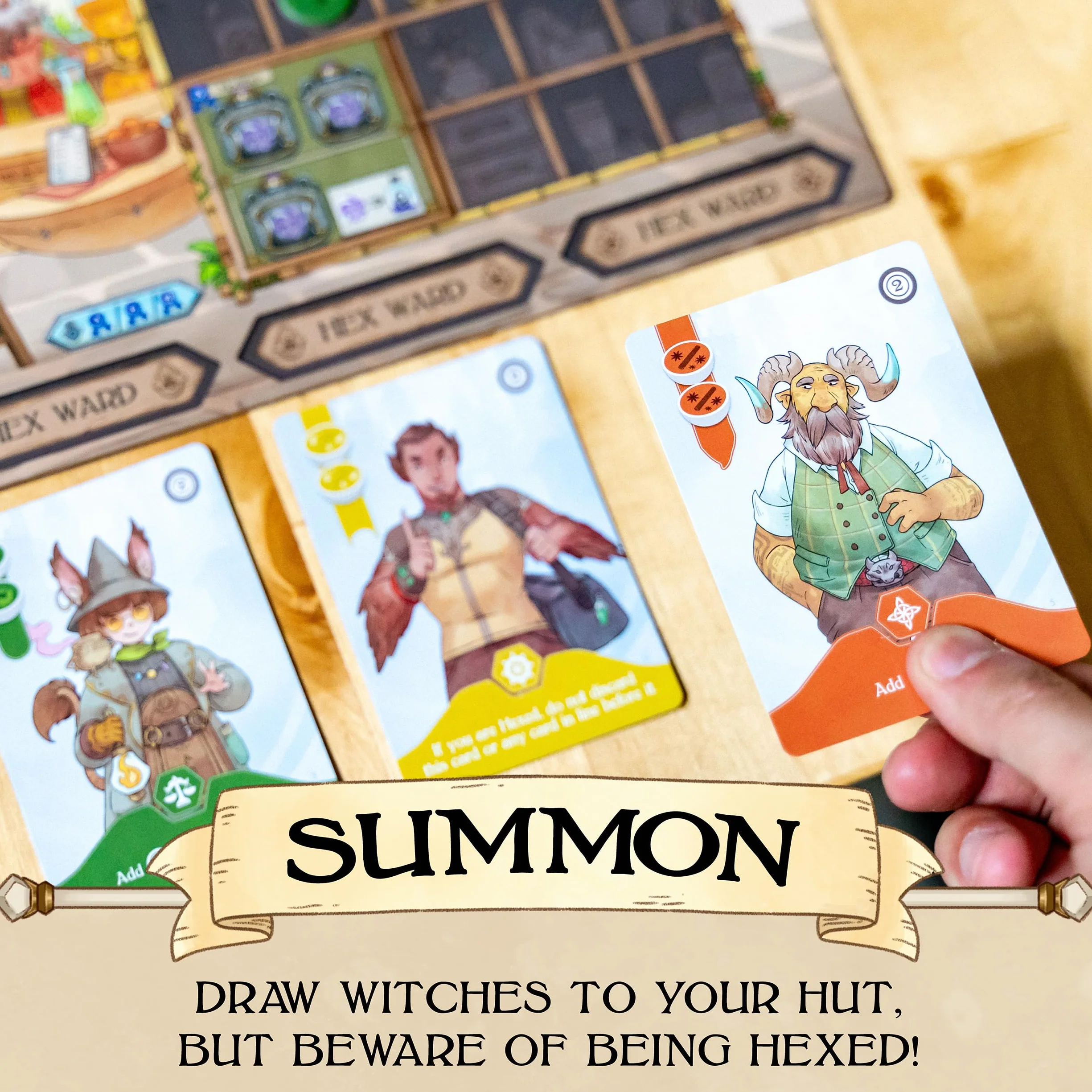 Tea Witches Board Game, Summon Witches & Brew Magical Teas, Strategic Worker Placement, Enchanting Fantasy Artwork by Sandara Tang, Designed by Manny Vega (Flamecraft), 2-4 Players, 30 min/per Player
