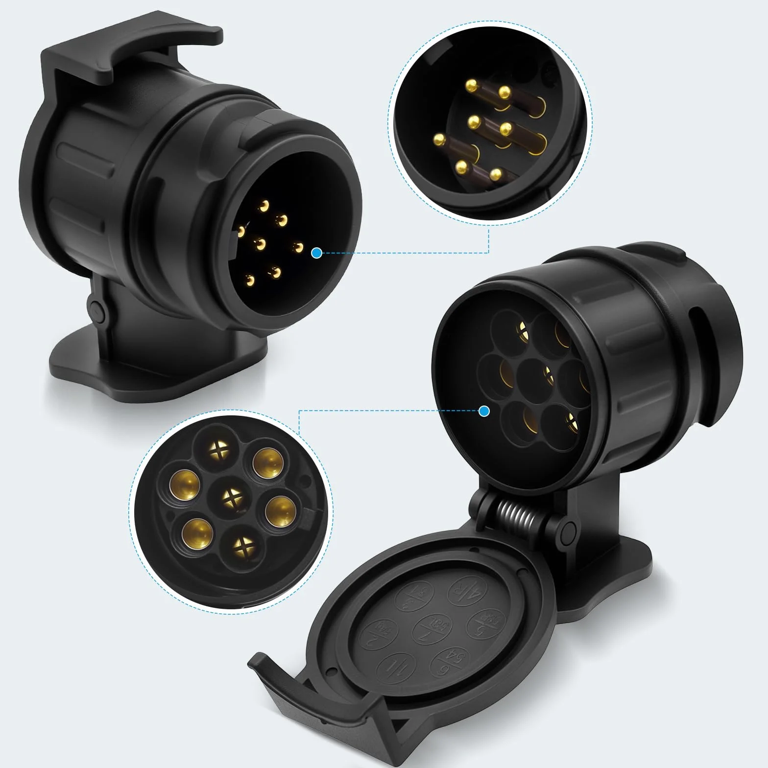 Adapter 13-7-biegunowy 12 V wodoodporny do przyczepy samochodowej RV hak holowniczy