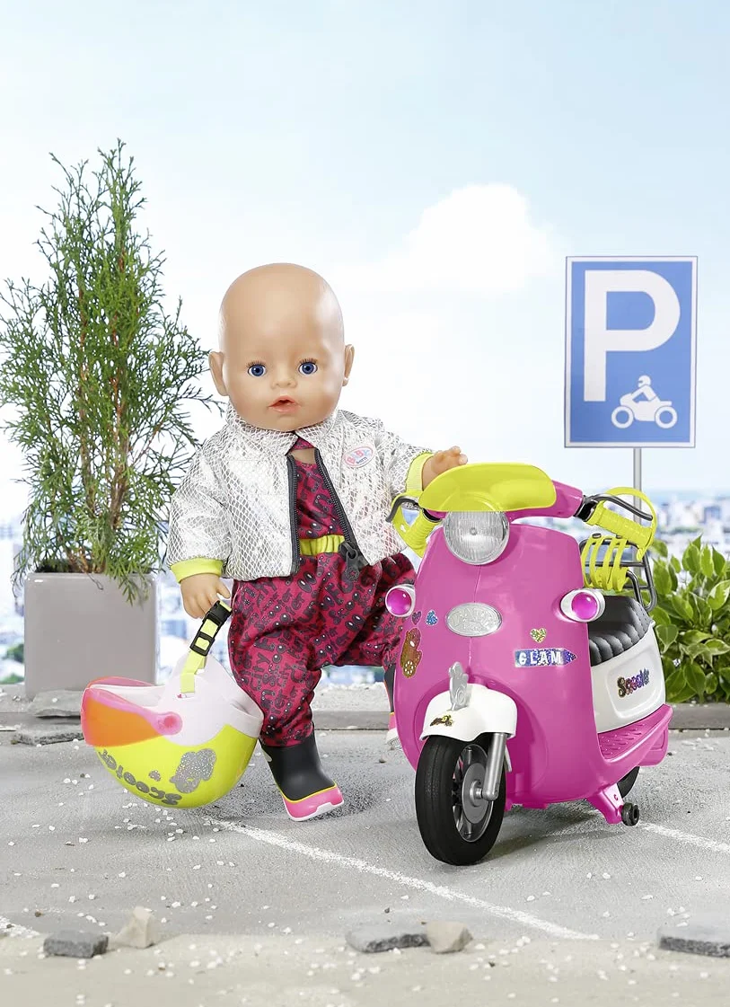 BABY born City RC Glam-Scooter, zdalnie sterowana hulajnoga dla lalek z funkcją oświetlenia, 830192 Zapf Creation