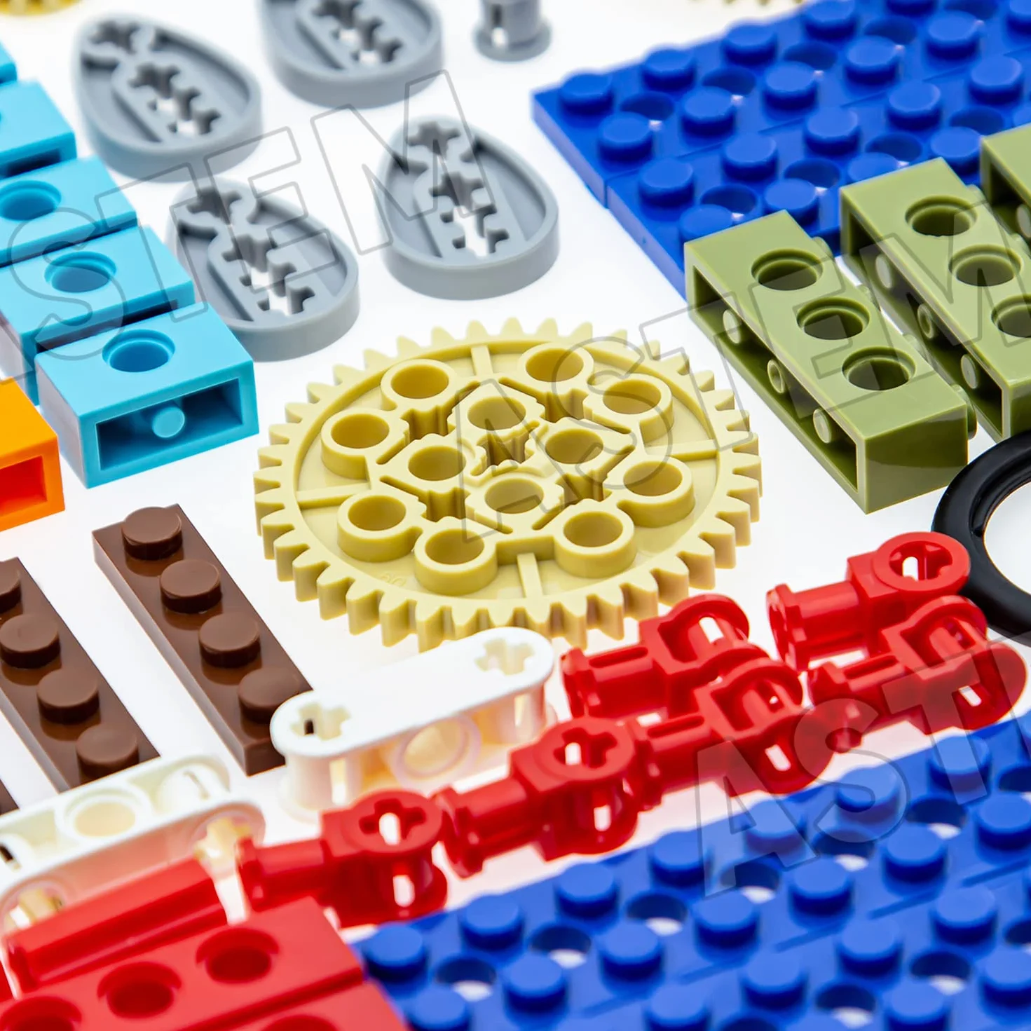 ASTEM 183PCS Zestaw kół zębatych i osi do części Technic Kompatybilny z częściami Technic głównych marek, osie, sworznie, ramię podnośnika, złącza do zestawu klocków Technic (losowy kolor)