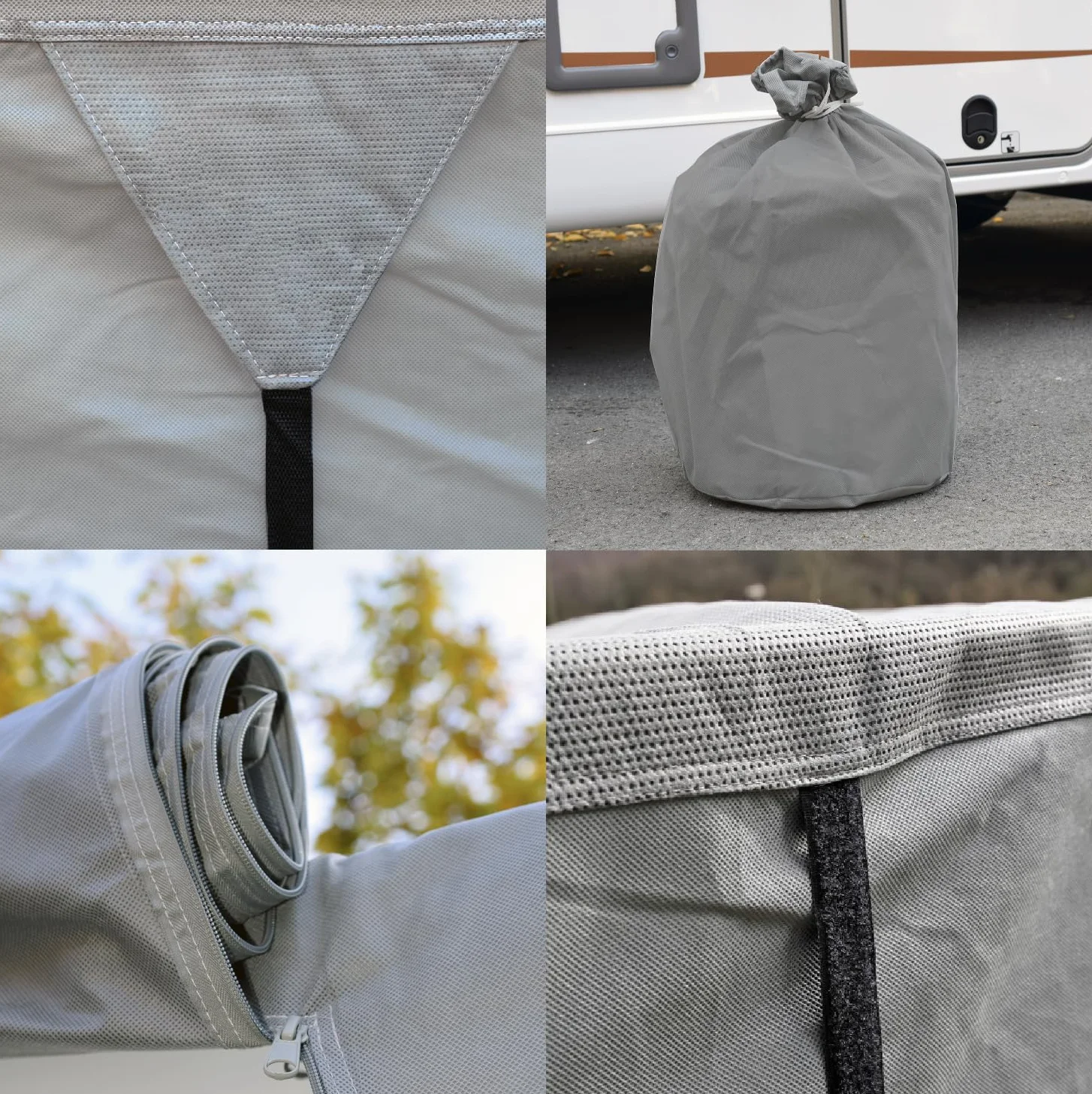 GreenYard® Pokrowiec ochronny do kampera z odblaskami, rozmiar L 730 x 235 x 275 cm, plandeka ochronna na kemping, ochrona przed kurzem i wilgocią, wodoodporny i oddychający, trwały