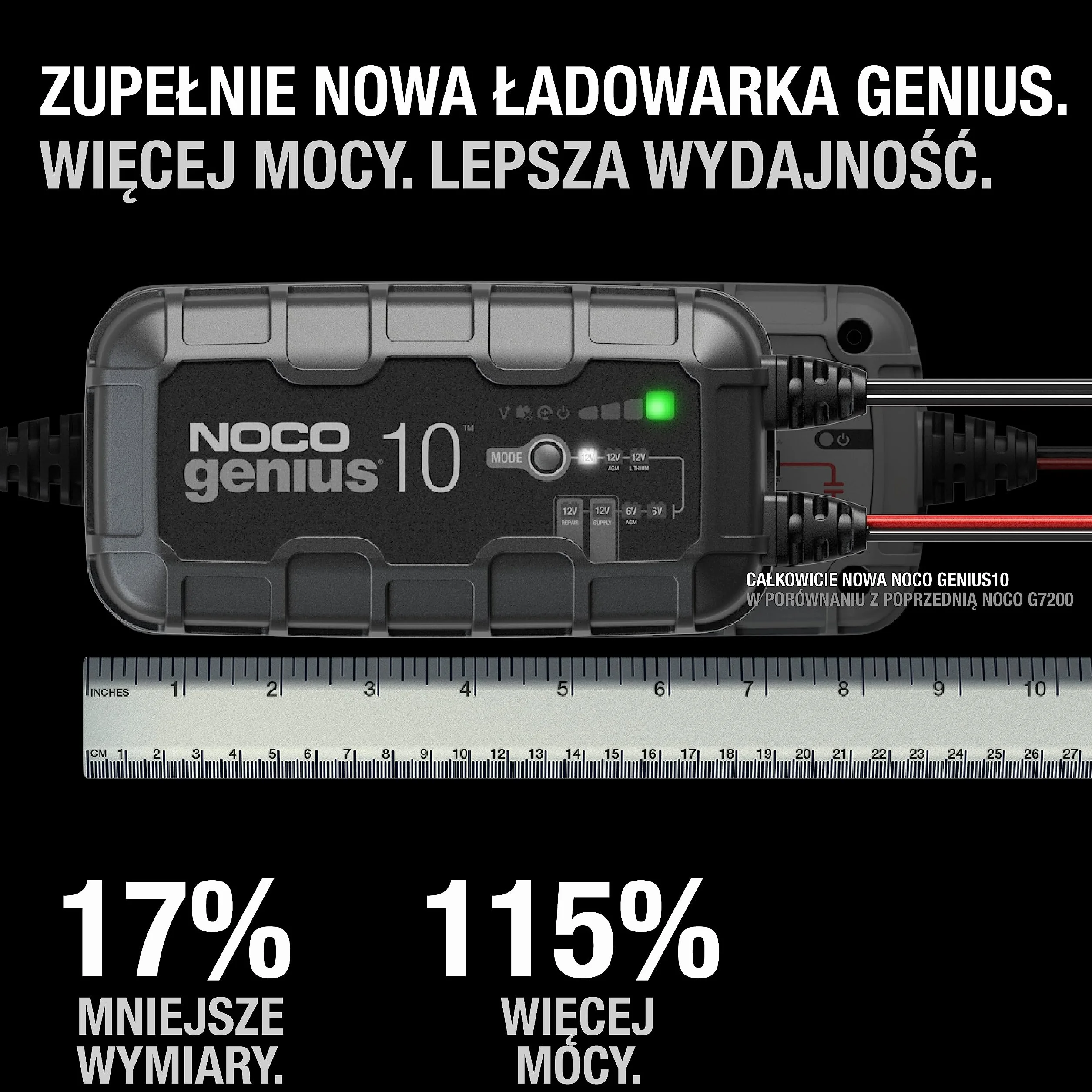 NOCO GENIUS10EU Inteligentna Ładowarka 10 A do Akumulatorów 6 V 12 V z Kompensacją Temperaturową