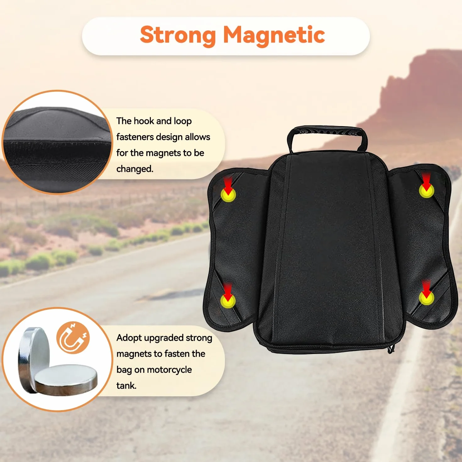 Dracarys Magnetic Motorcycle Tank Bag - Oxford czarna torba na motocykl, podróżna, outdoorowa torba sportowa, bagaż, mocna magnetyczna do większości motocykli