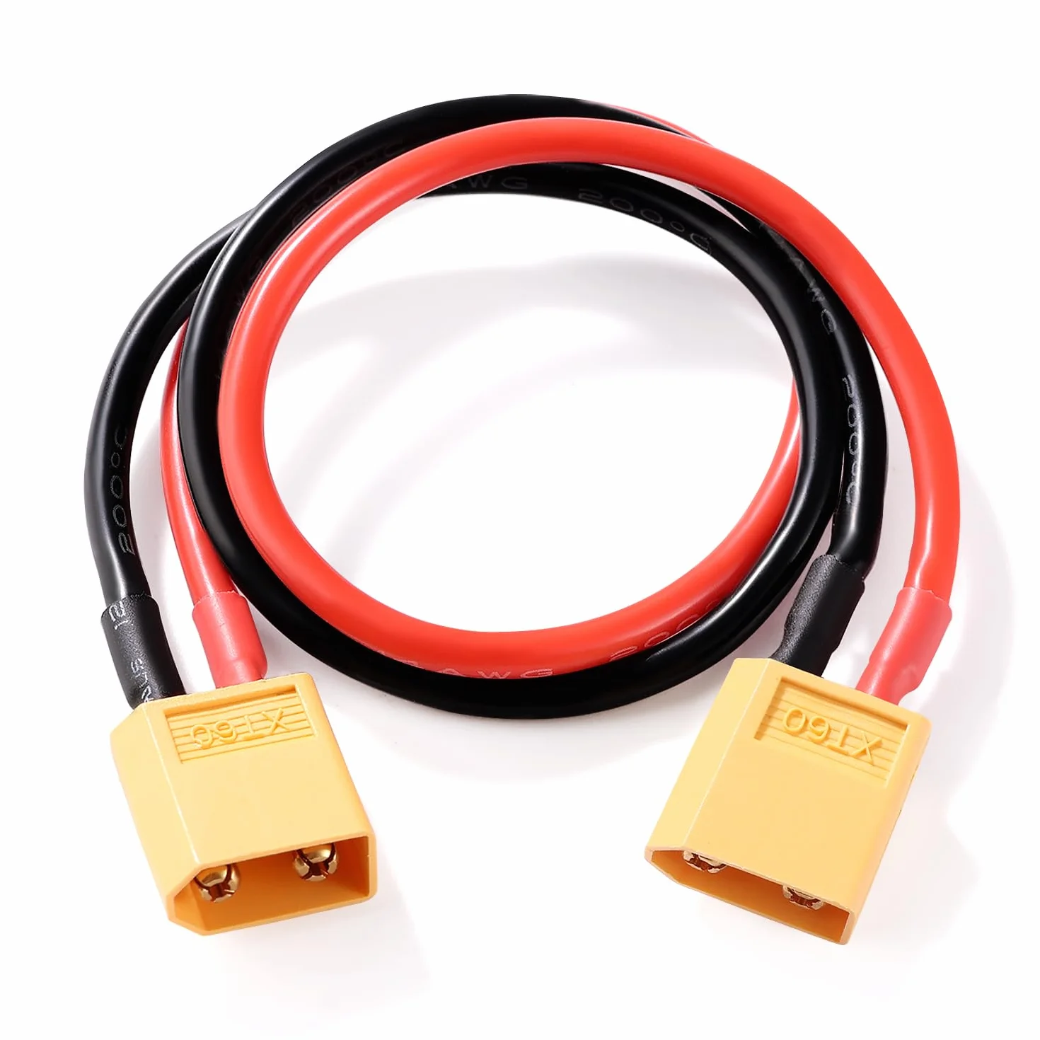 XT60 Przewód Przedłużający, XT60 Męski do Męski Wtyk Złącza, z 30cm 14AWG Silikonowym Kablem, do Akumulatora RC LiPo