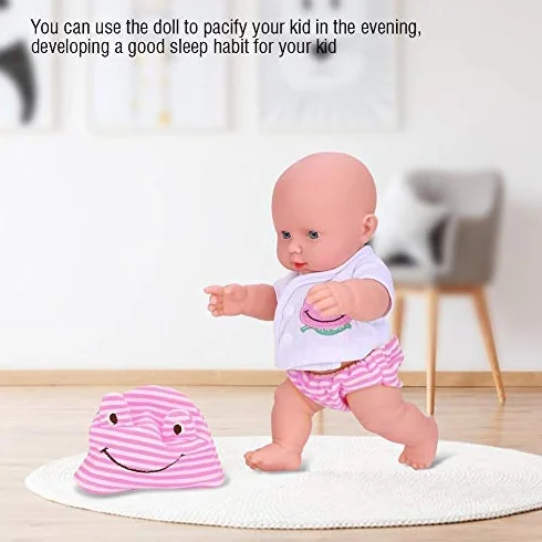 Semme Symulacja lalki dla niemowląt, 30 cm, winyl, wodoszczelny korpus realistyczny, miękki, prawdziwy outfit Miła zabawka dla noworodków (Pink)