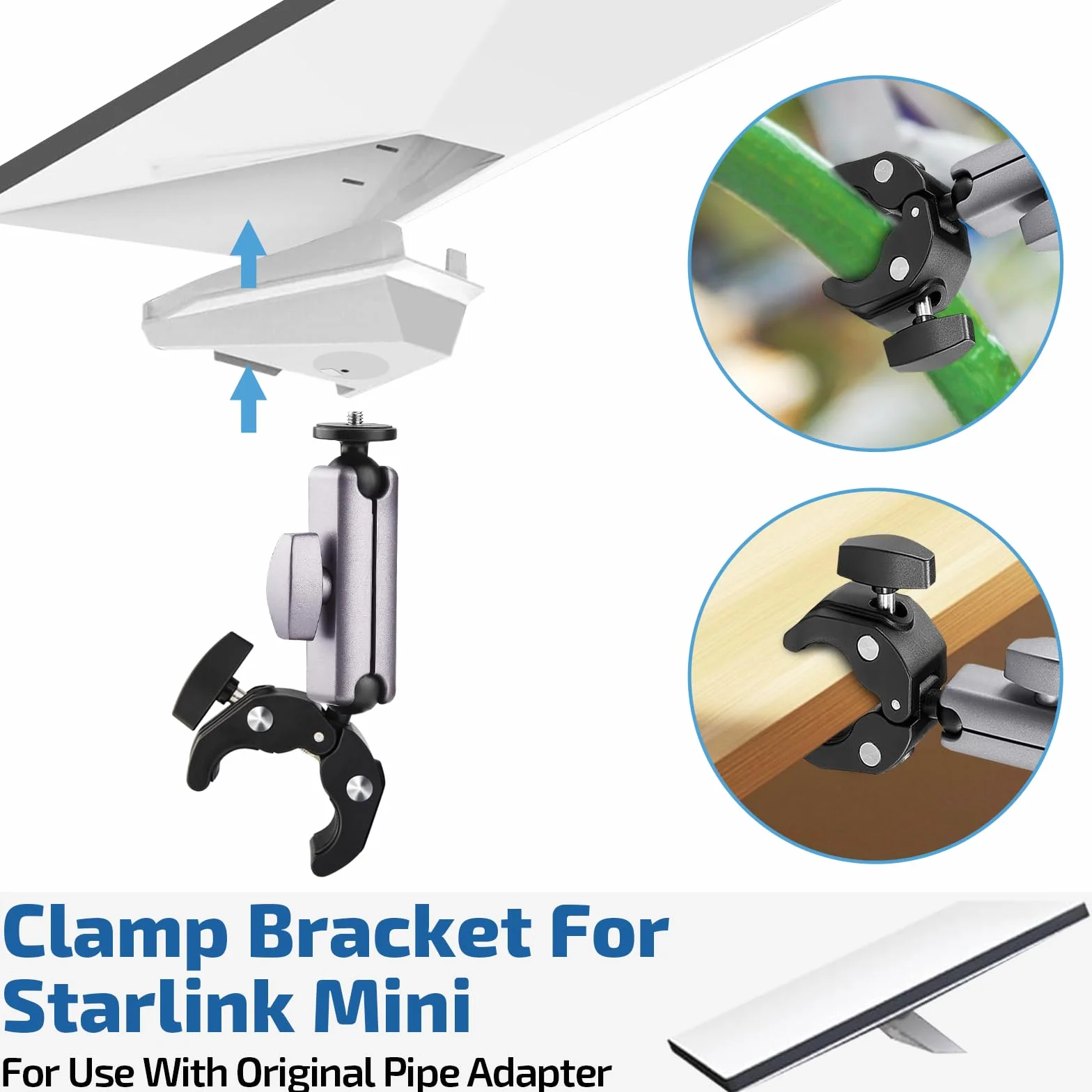 Regulowane akcesoria zaciskowe do Starlink Mini, pasują do drążków 2,2-5 cm