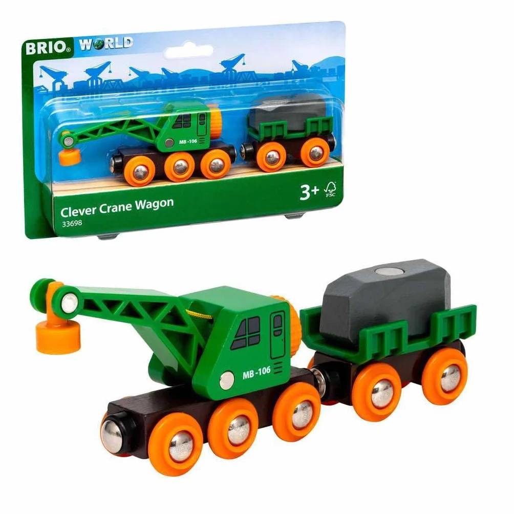Brio 63369800 Dźwig I Wagon (63369800) Bezpieczna Zabawka Dla Dzieci Powyżej 3 Lat