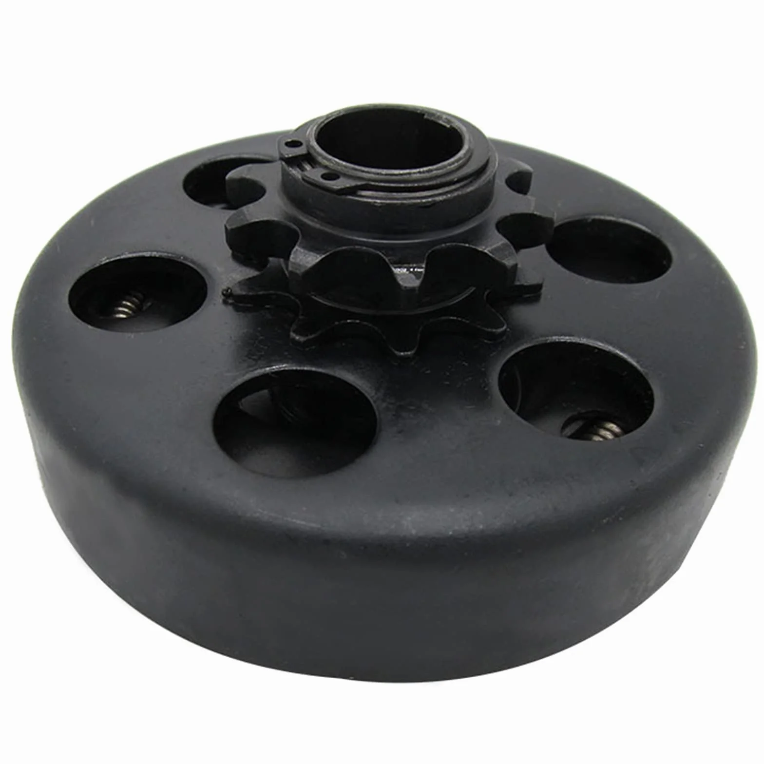 Go Kart Centrifugal Clutch 10 Teeth wewnętrzny otwór 19,05 mm z łańcuchem 40/41/420 wytrzymały Centrifugal Clutch 3/4" Bore 3/16 Key Built In Replacement for Go-Kart Bike Engine - Black