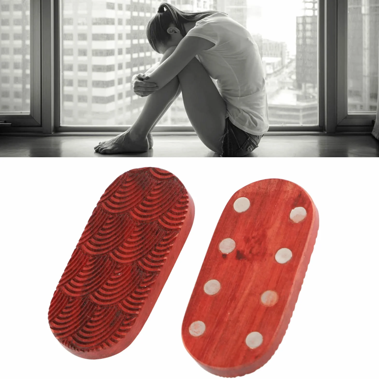 Fidget Zabawki dla Dorosłych, Zabawki Antystresowe, Fidget Slider Czerwone Drzewo Sandałowe Relief Grawerowany Koniec Palca Fidget Slider Toy Fidget Spinners do Biura (Nieograniczone falowanie wody)
