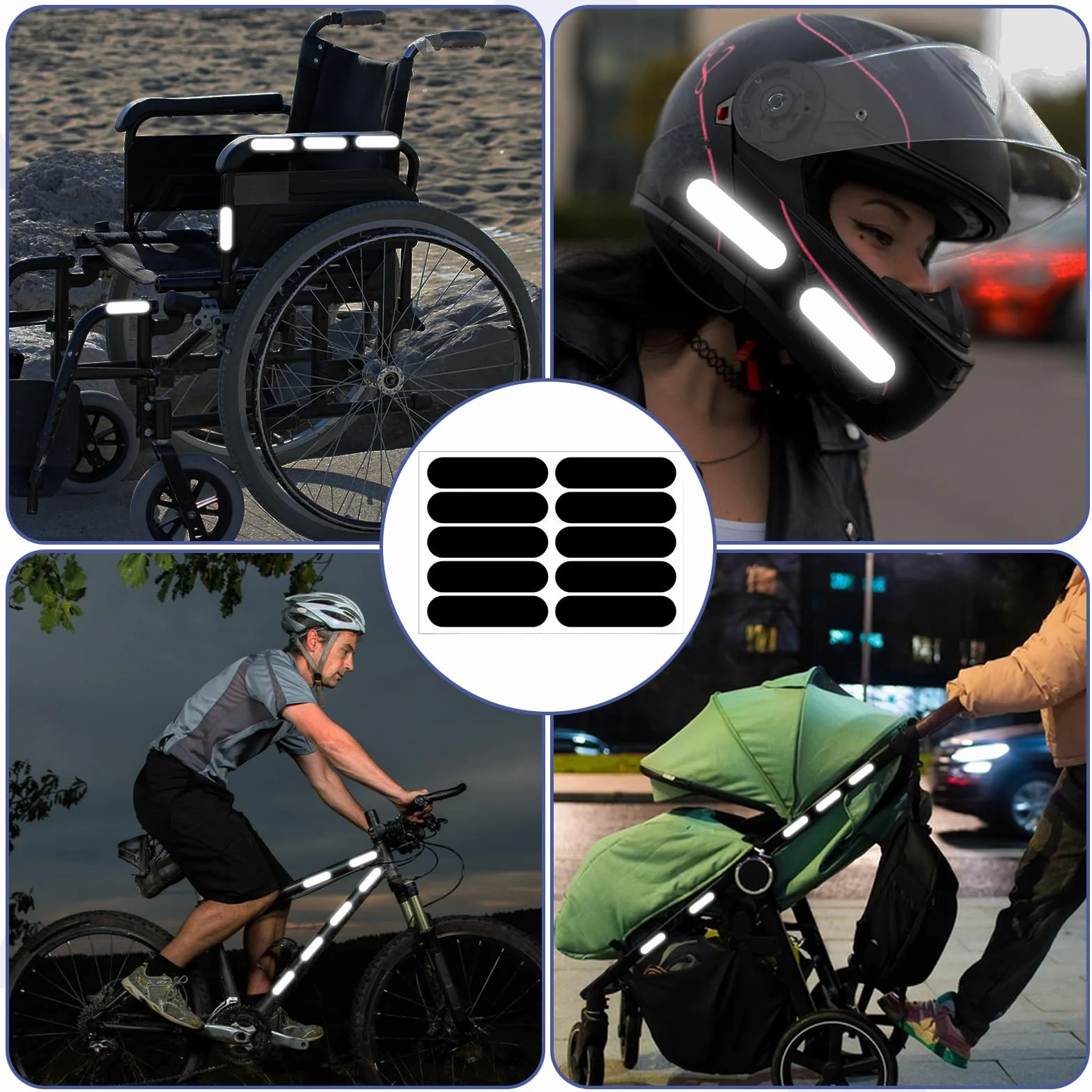 Naklejki odblaskowe na motocykl, czarne, taśma na kask, widoczność w nocy