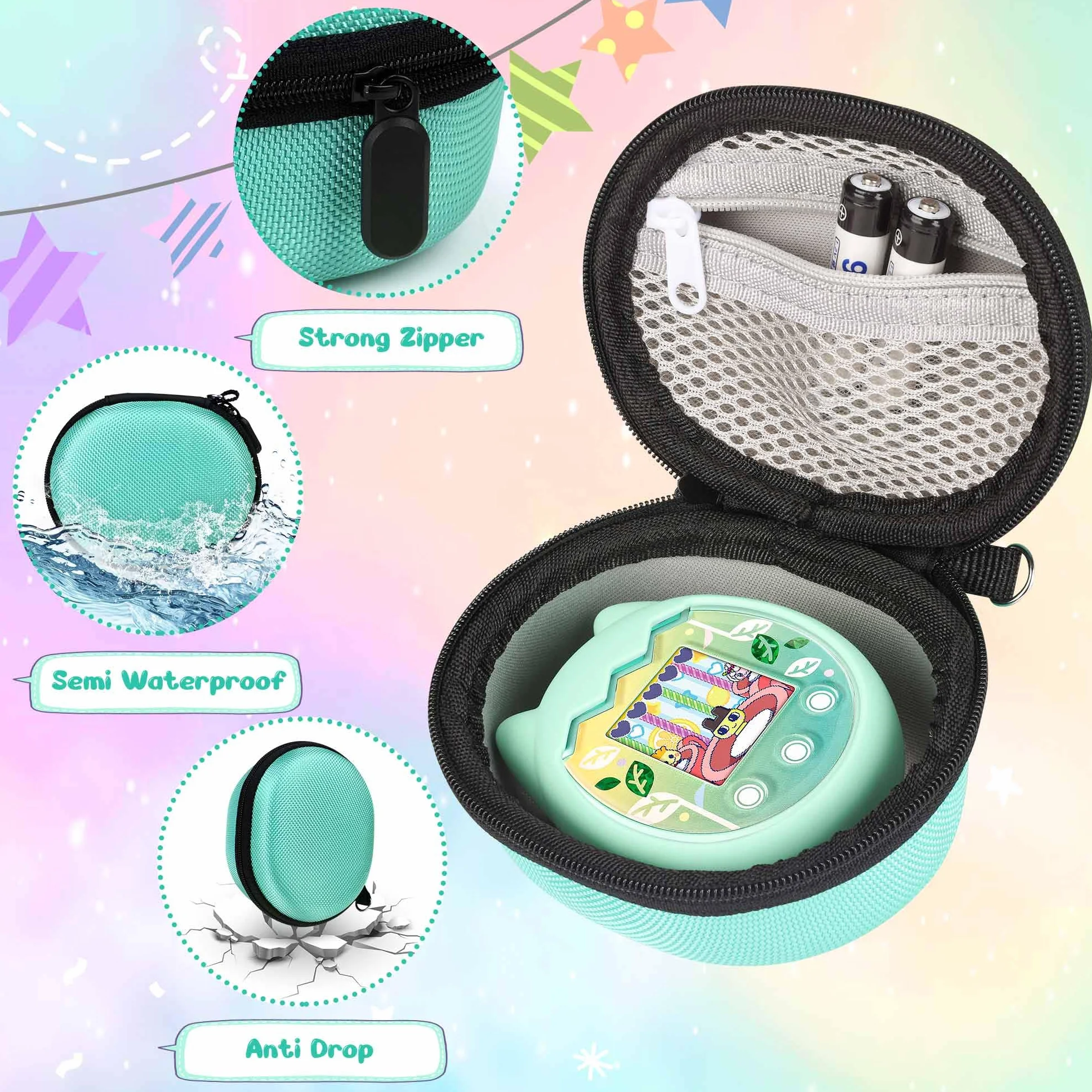 Silikonowe etui i twarda obudowa, kompatybilne z Tamagotchi Pix, etui ochronne do Tamagotchi Pix z paskiem na rękę, ochroną ekranu i smyczą (kolor zielony)