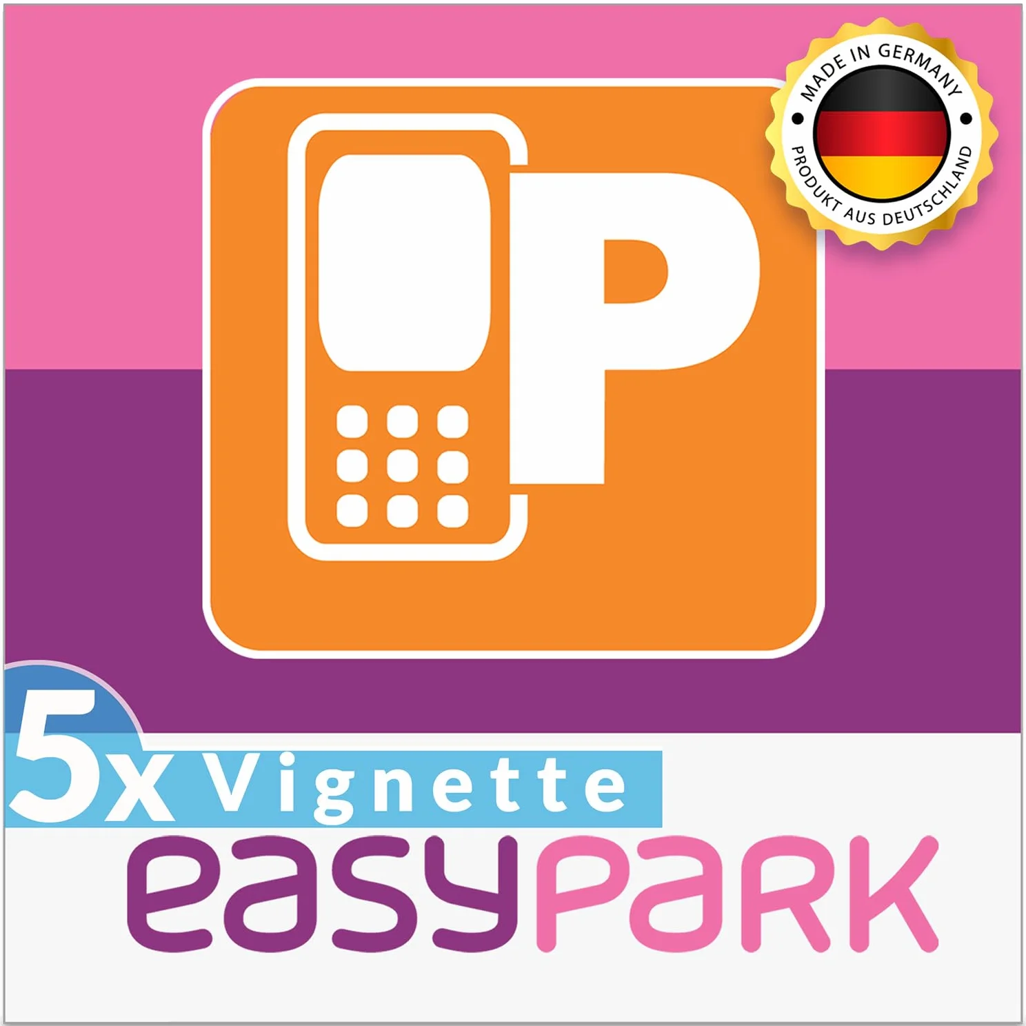 EASYPARK naklejka Easy Park Vignette z aplikacją, naklejka na tylne szkło, mała, bilety samochodowe, parkowanie (6 x 6 cm, ochrona przed promieniowaniem UV, możliwość usunięcia, Made in Germany)