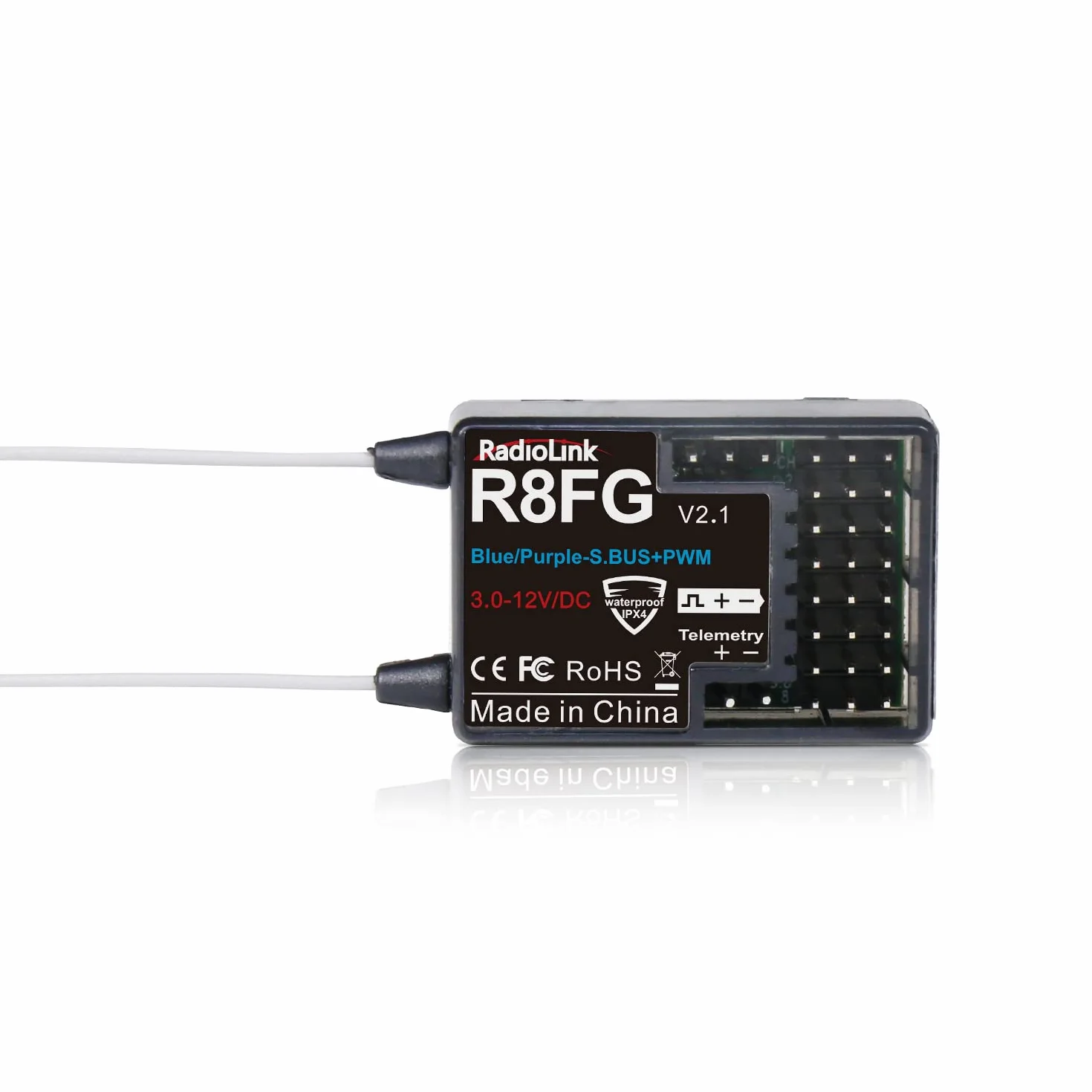 Radiolink 2.4Ghz R8FG 8 kanałów odbiornik żyroskopowy z telemetrią napięciową, daleki zasięg sterowania, rozprysk wody RX dla RC Crawler Car Boat Radio Controller System