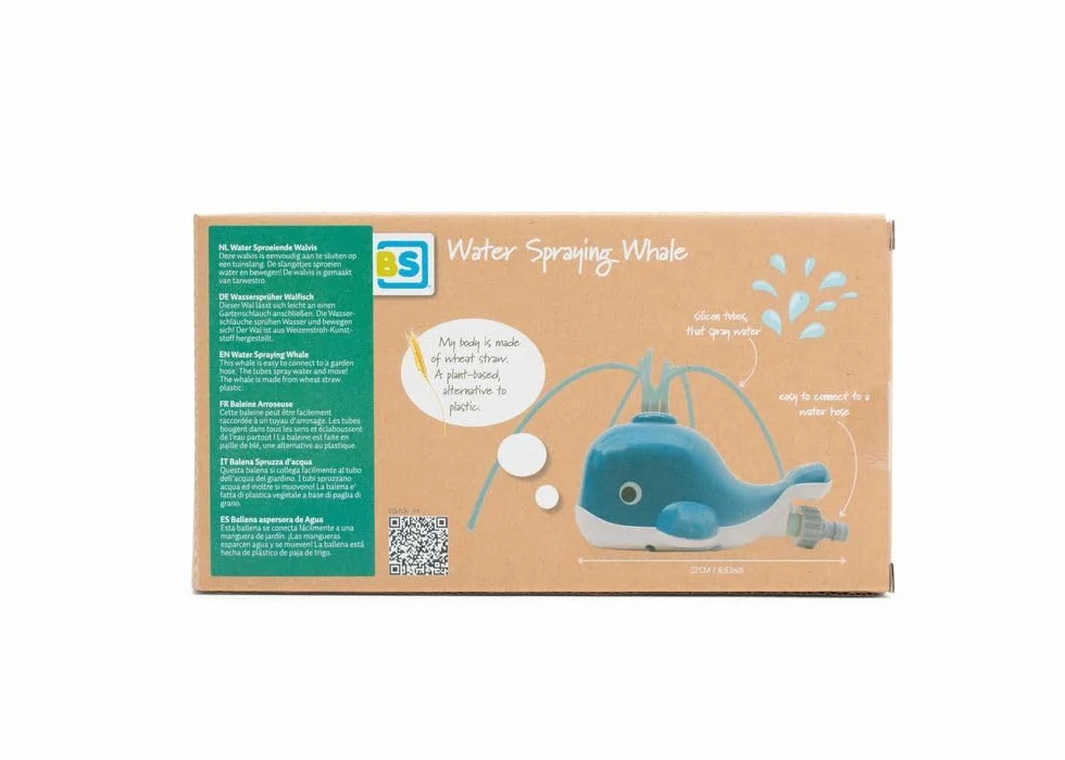 BS Toys Wieloryb wodny - Gry wodne - Zabawki wodne dla dzieci - Zraszacze - Gry na świeżym powietrzu - Zabawki ogrodowe - Odpowiedni dla dzieci od 3 lat - 22,5 x 14 x 11 cm - Niebieski