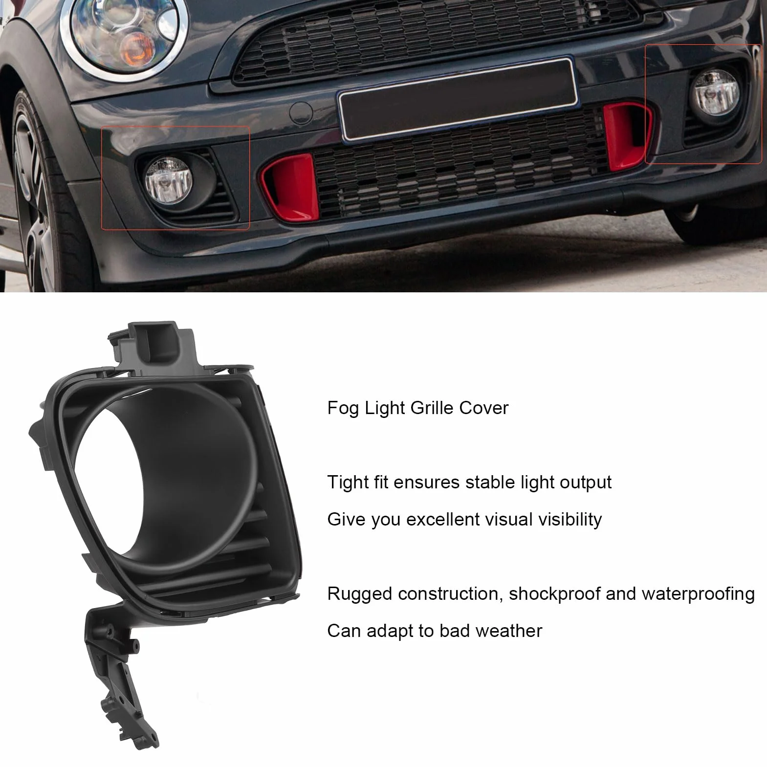 Pokrywa Mgły Lekkiej Osłony Stosowanej do R55 R56 R57 R58 R59 LCI JCW Przednie Zderzak Mgła Lampa (Po prawej: 51117283348)