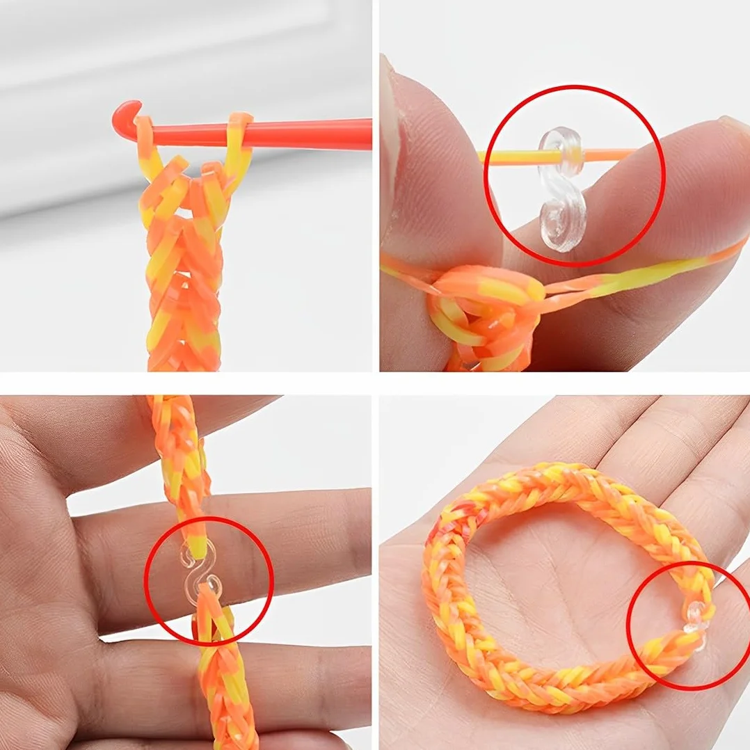 500 sztuk zapięć do taśm Loom, kolorowe klipsy w kształcie litery S, akcesoria, plastikowe, kolorowe łączniki, klipsy w kształcie litery S, DIY, akcesoria do łączenia bransoletek, dla dorosłych i