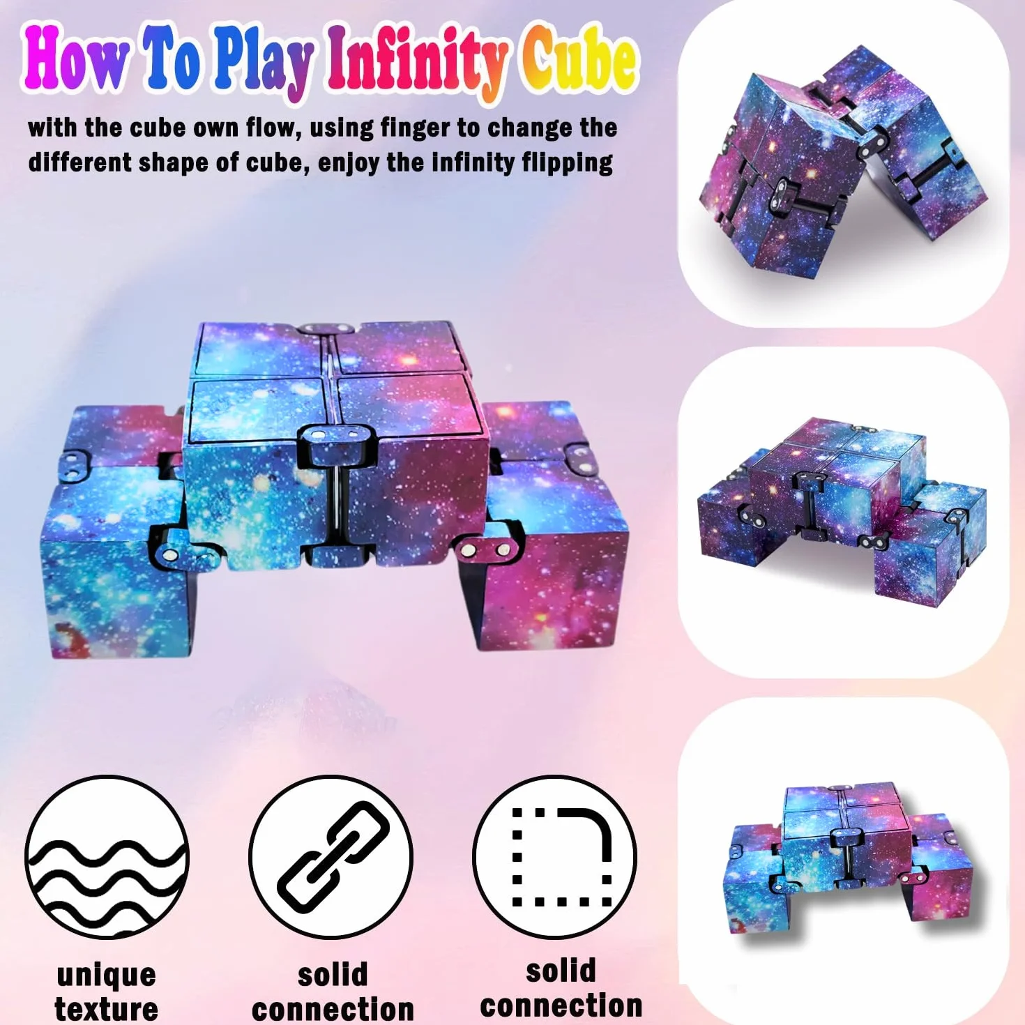 3 szt. zabawka Fidget na palce z kostką, Infinity Cube Toy, kontroler Fidget, antystresowy lęk, ulga lęku, prezent dla dorosłych w biurze, dla dzieci
