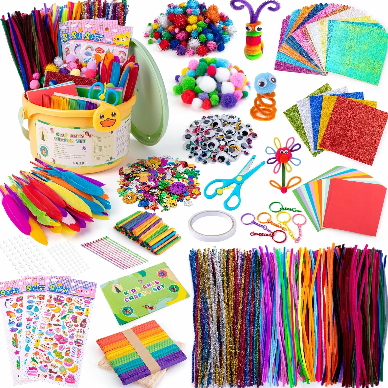 Sundaymot Bastelset Kids, DIY Kreatywny Scrapbooking Basteln Koffer do rzemiosła z czyścicielem piwek, zestaw rzemiosła dla dziewcząt chłopców 3+ lata Prezenty