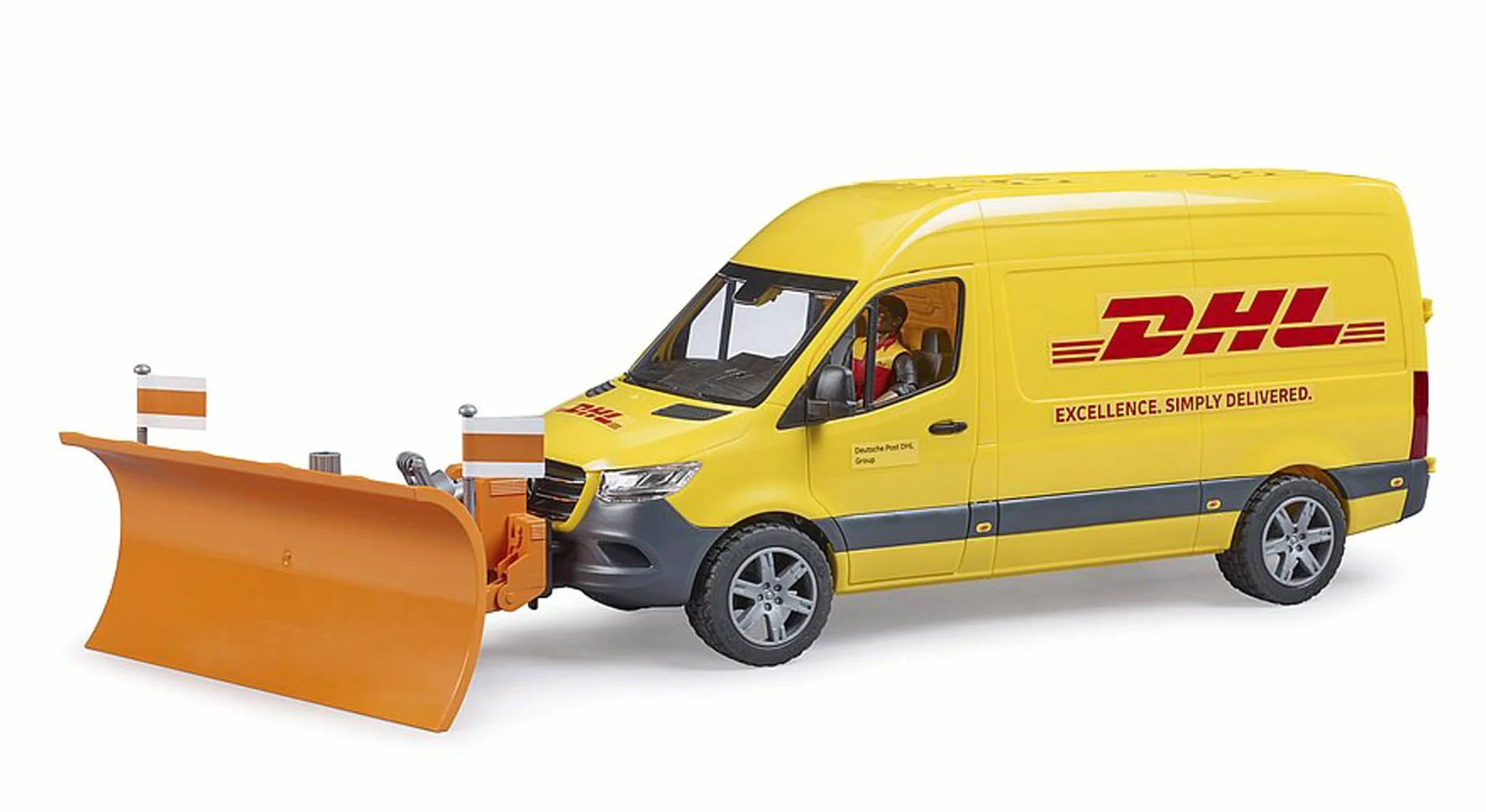 bruder 02671 - MB Sprinter DHL z kierowcą, w tym paleta skrzyniowa z paczkami wysyłkowymi, pojazd, transporter