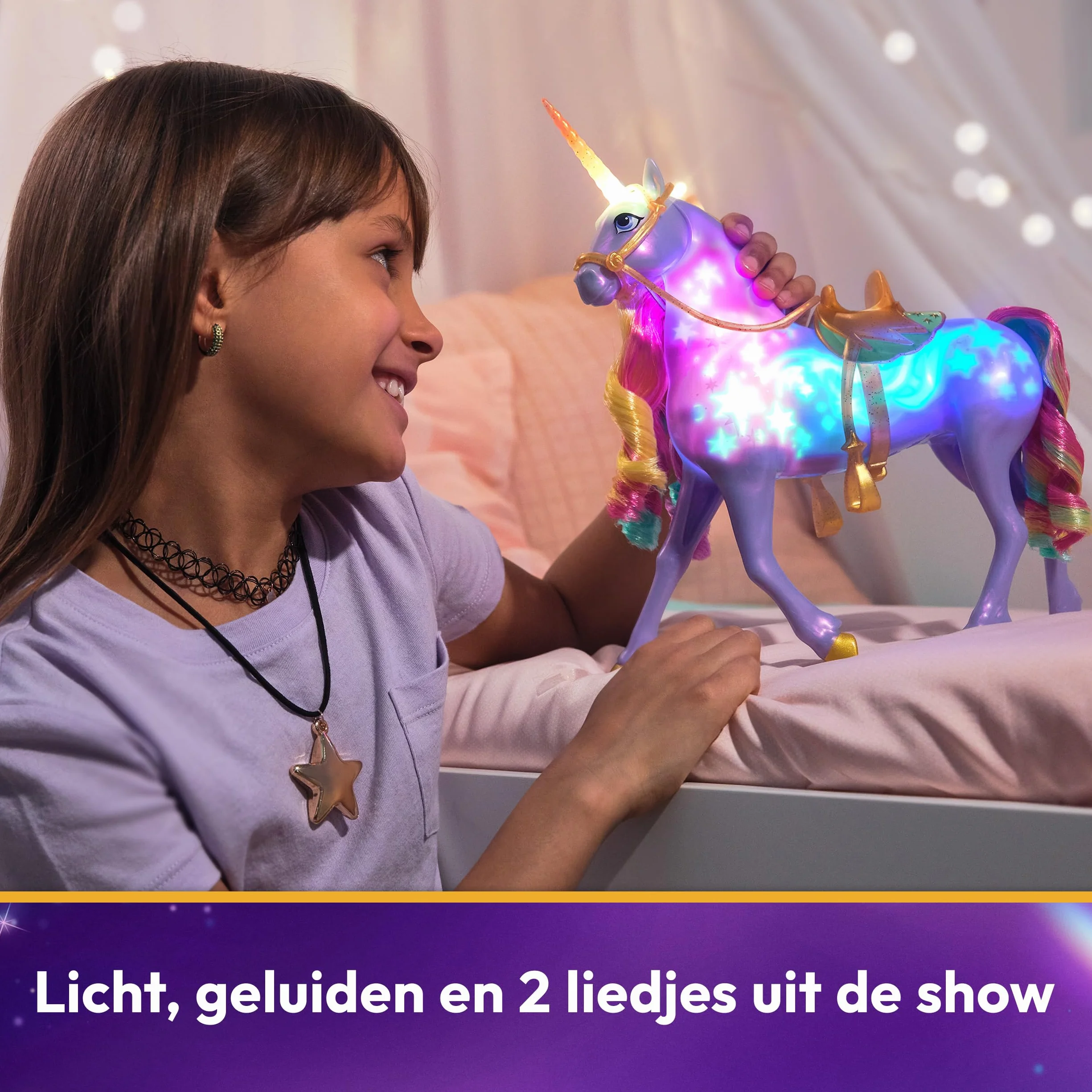 Unicorn Academy 6071157 jednorożec DollFtrRainbwLightUpWildstar, wielokolorowy