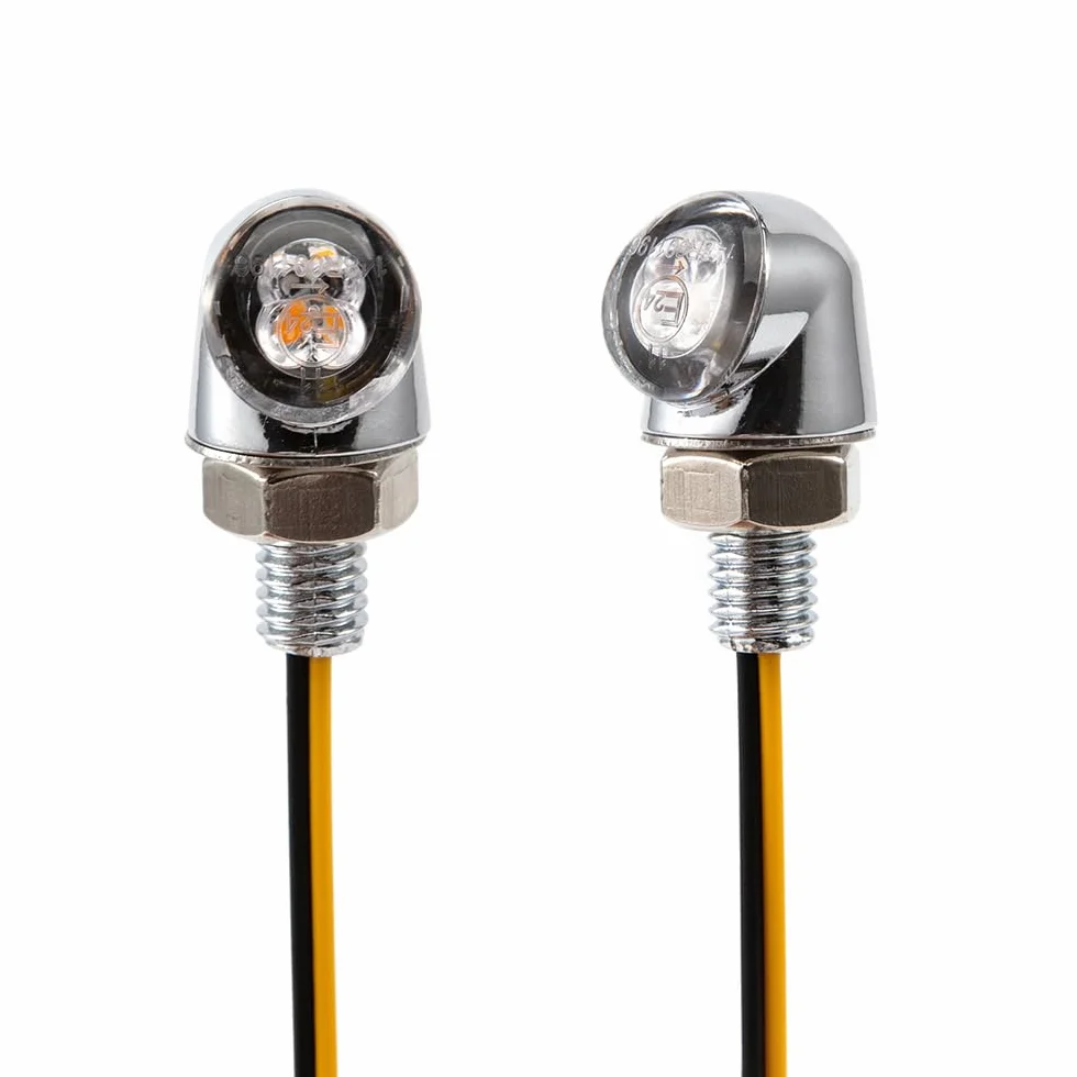 Mini LED Motocykl Kierunkowskazy Światła Boczne Marker 12V 8mm Śruba Srebrny