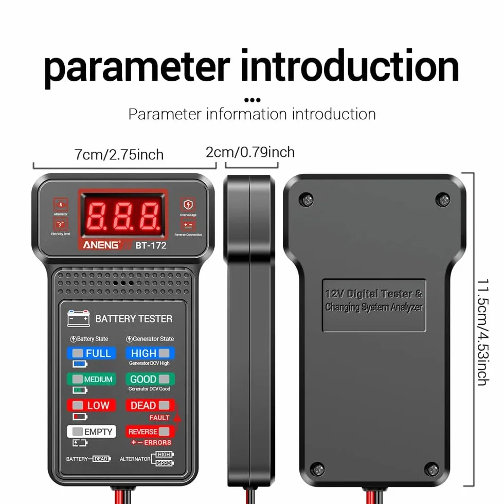 DollaTek Tester Akumulatorów Samochodowych 100-2000CCA - Narz?dzie Do Testowania Awarii 12 V - Tester Obci??enia Akumulatora i Alternatorów