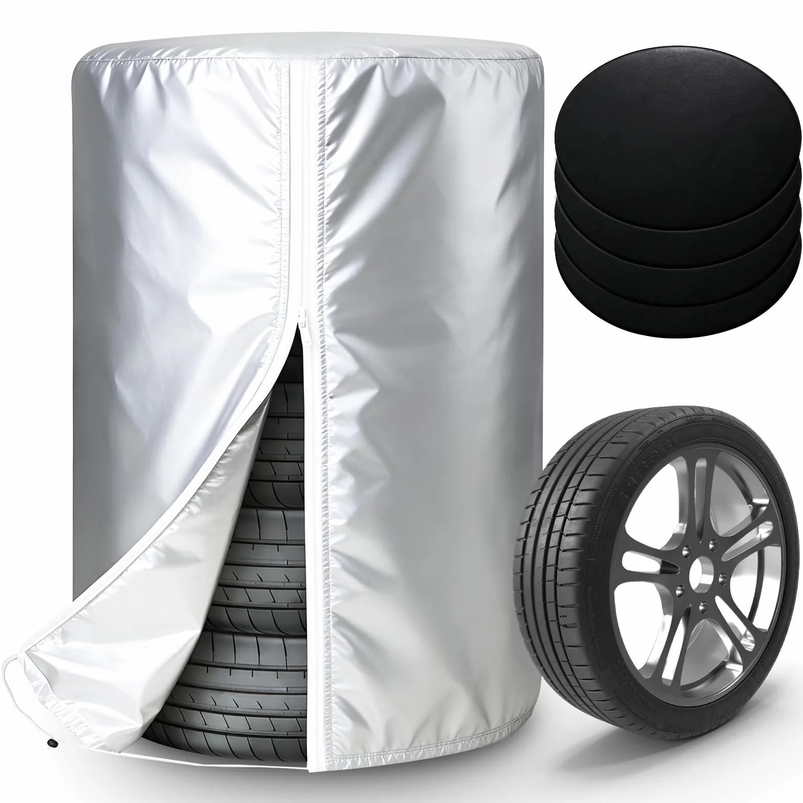 FreeTec Torba na opony samochodowe z 4 matami filcowymi, osłona opon, 17-22", pokrowiec na 4 opony, ochrona przed słońcem, zimowa osłona na opony samochodowe (80 x 117 cm)