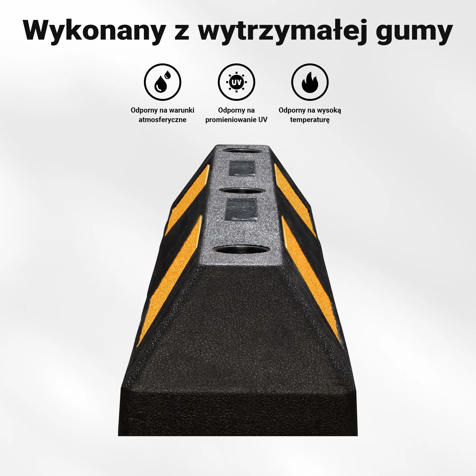 Wiltec Ogranicznik parkingowy 2 szt. 90 x 15 x 10 cm czarny z żółtą taśmą odblaskową, odbojnik gumowy do garażu i parkingu