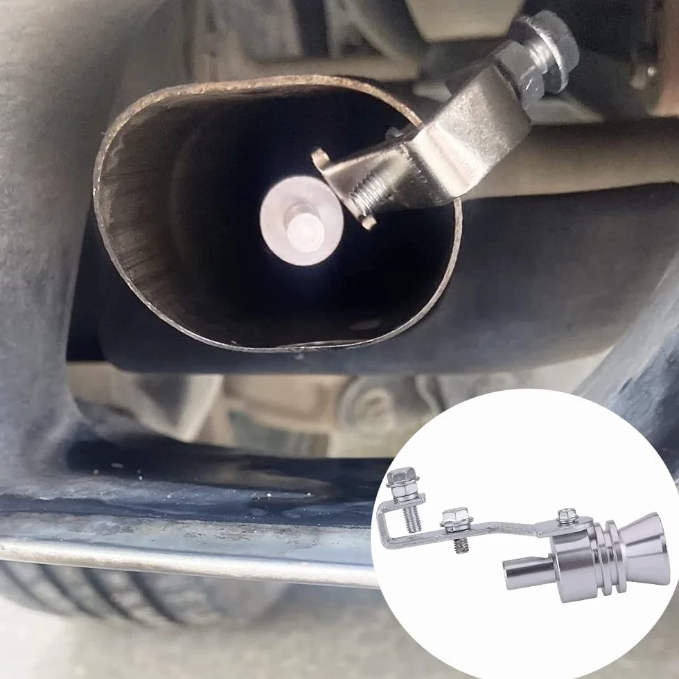 Zestaw 2 gwizdków Uspuff, gwizdek turbosprężarki wydechowej samochodu, gwizdek dźwiękowy turbo samochodu, symulator dźwięku turbo samochodu, L do rur wydechowych, złoty i srebrny